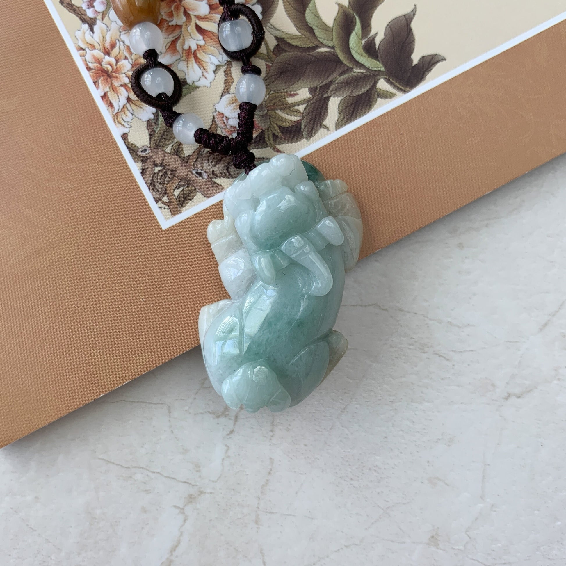 Yellow Green Jade Dragon Pixiu, Pi Xiu, 貔貅, Dragon Carved Pendant, YW-0110-1647125832 - AriaDesignCollection