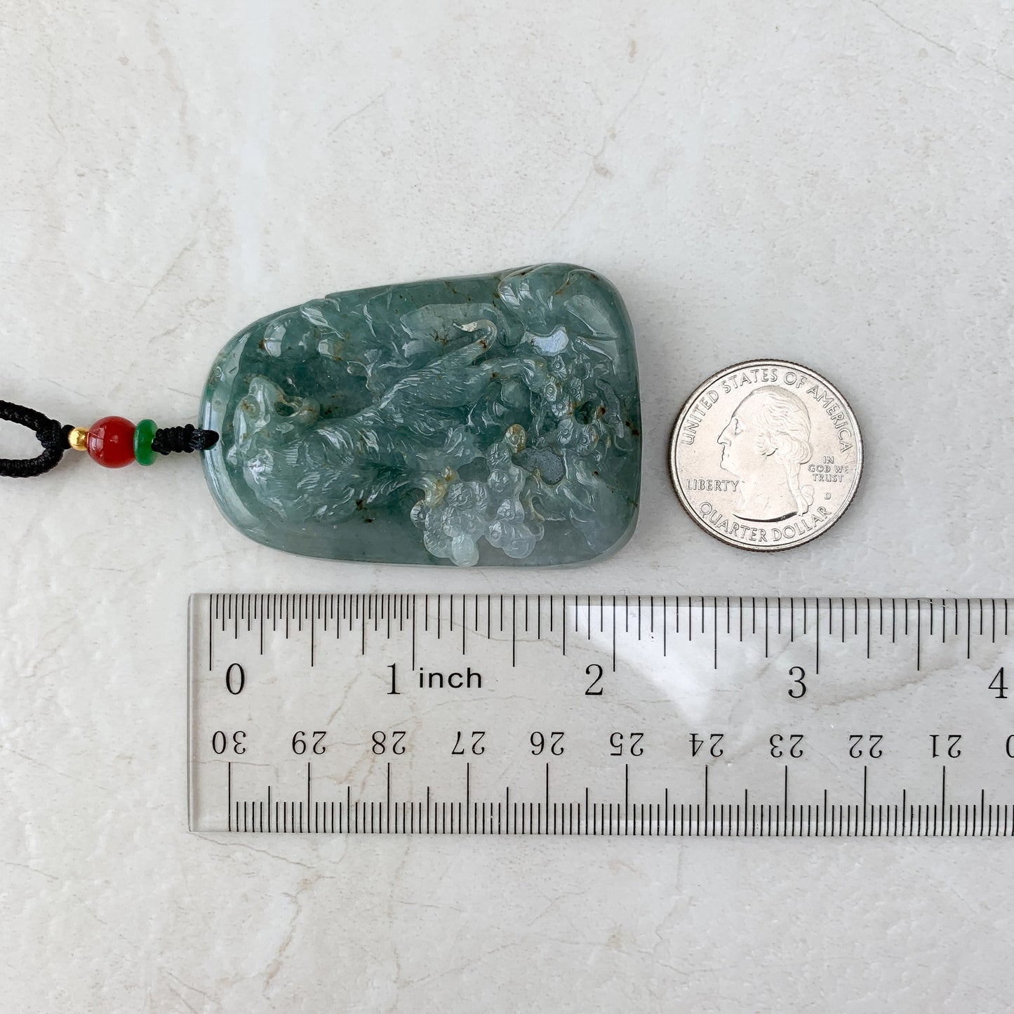 Jadeite Jade Tiger Chinese Zodiac Carved Pendant Necklace, YJ-0321-0344808 - AriaDesignCollection