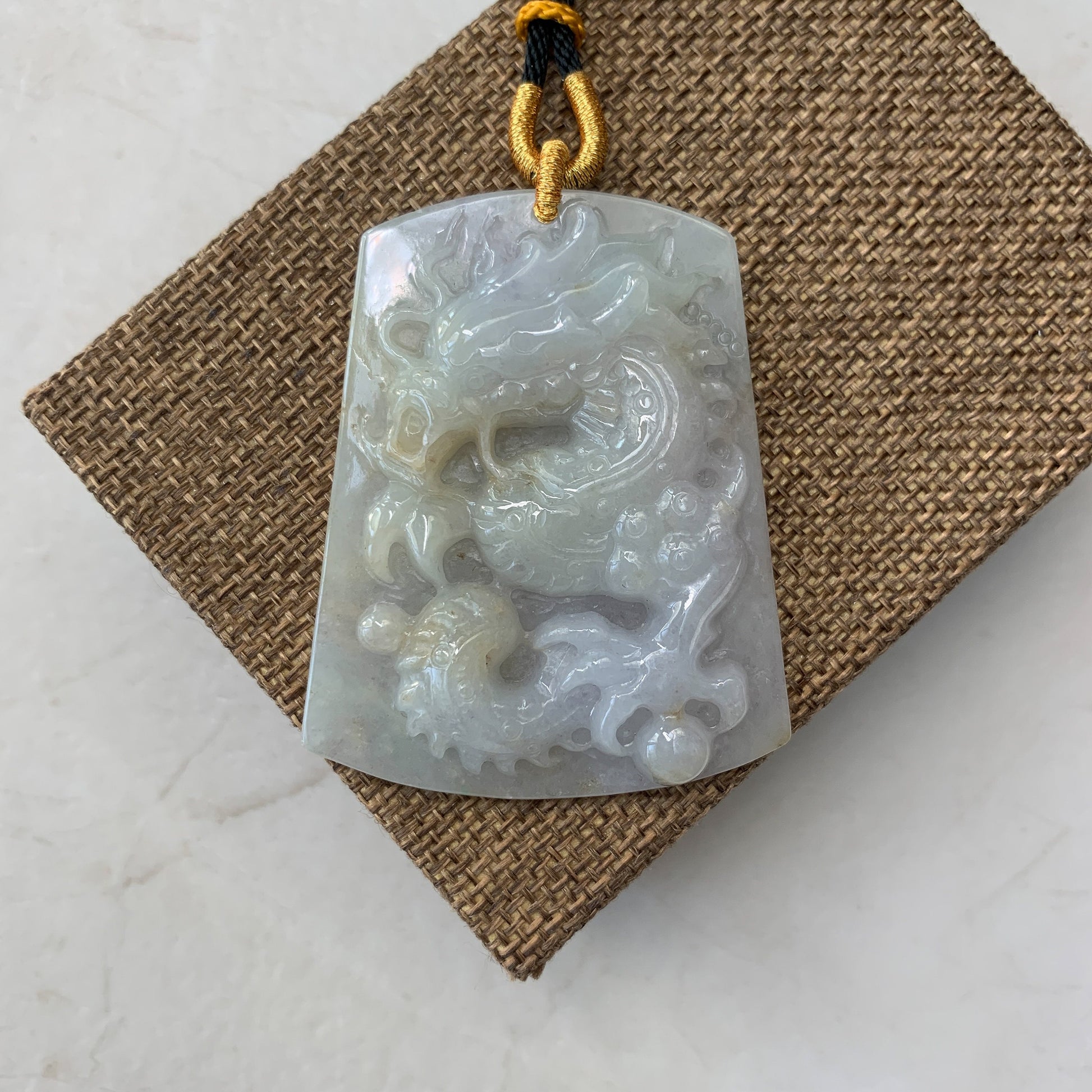 Jadeite Jade Dragon Chinese Zodiac Hand Carved Pendant Necklace, YJ-0321-0449825 - AriaDesignCollection