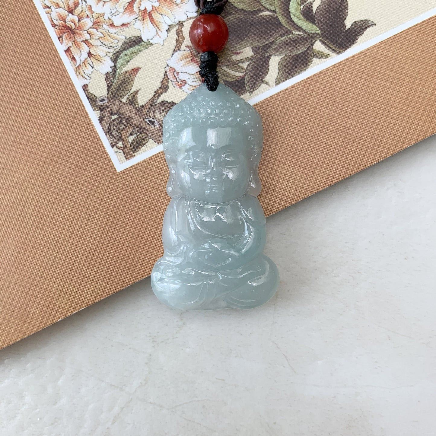 Jadeite Jade Baby Buddha Dainty Minimalist Necklace, Semi-Translucent, Icy Jade, BJ-0621-0004722 - AriaDesignCollection