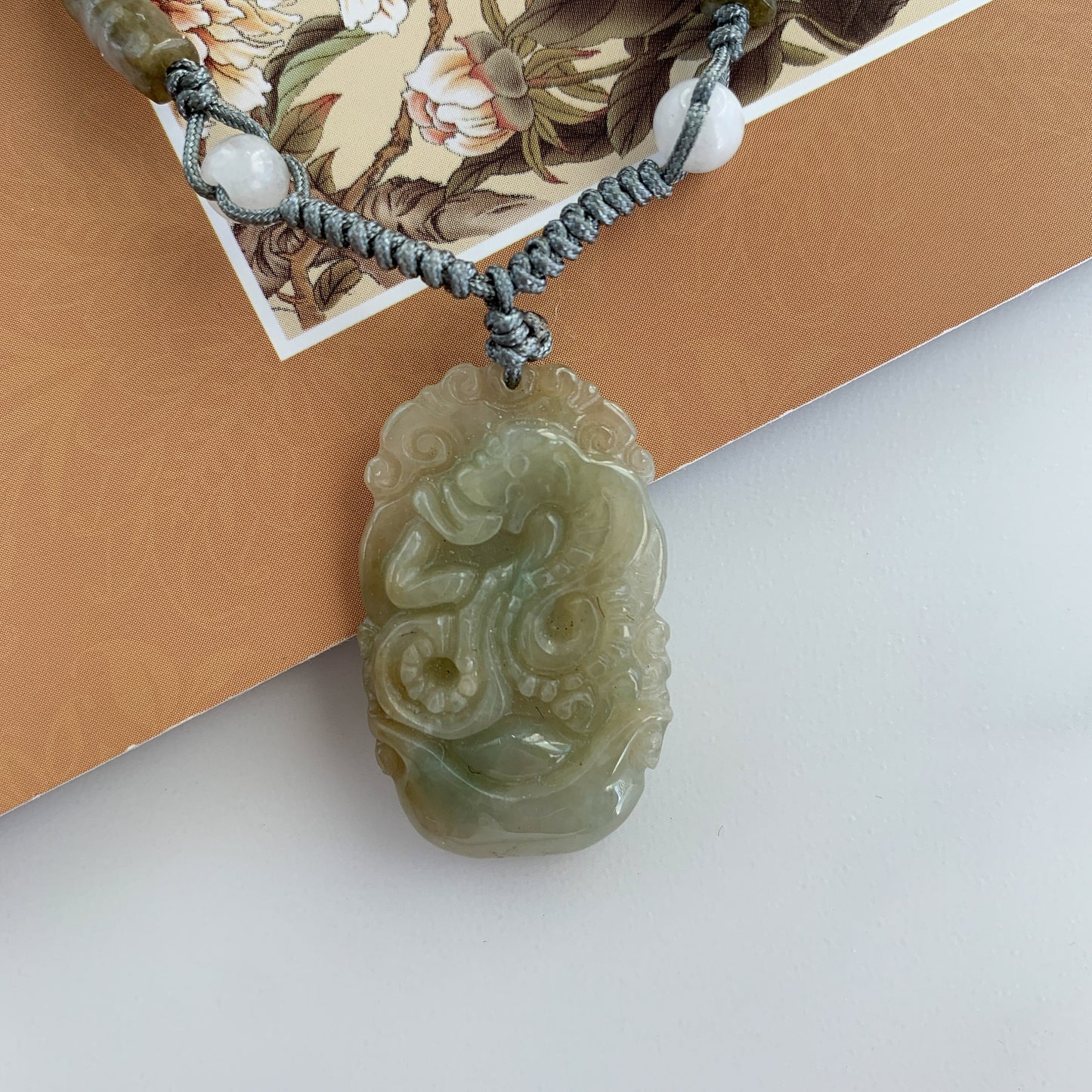 Jadeite Jade Snake Chinese Zodiac Carved Pendant Necklace, YJ-0321-1645570091 - AriaDesignCollection