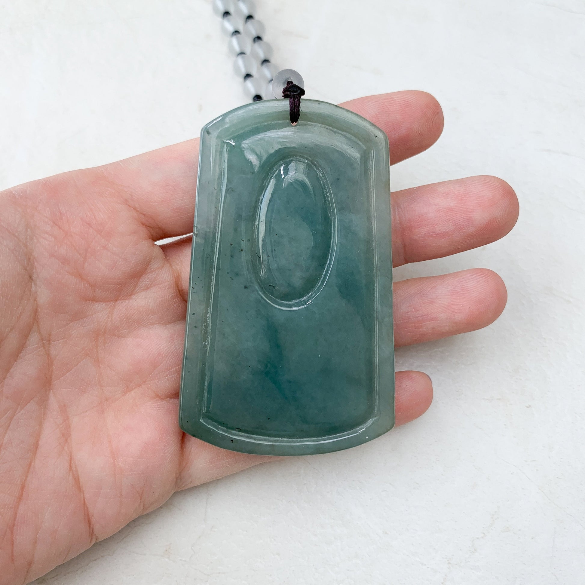 Large Jadeite Jade Dragon Chinese Zodiac Hand Carved Pendant Necklace, YJ-0321-0465253 - AriaDesignCollection