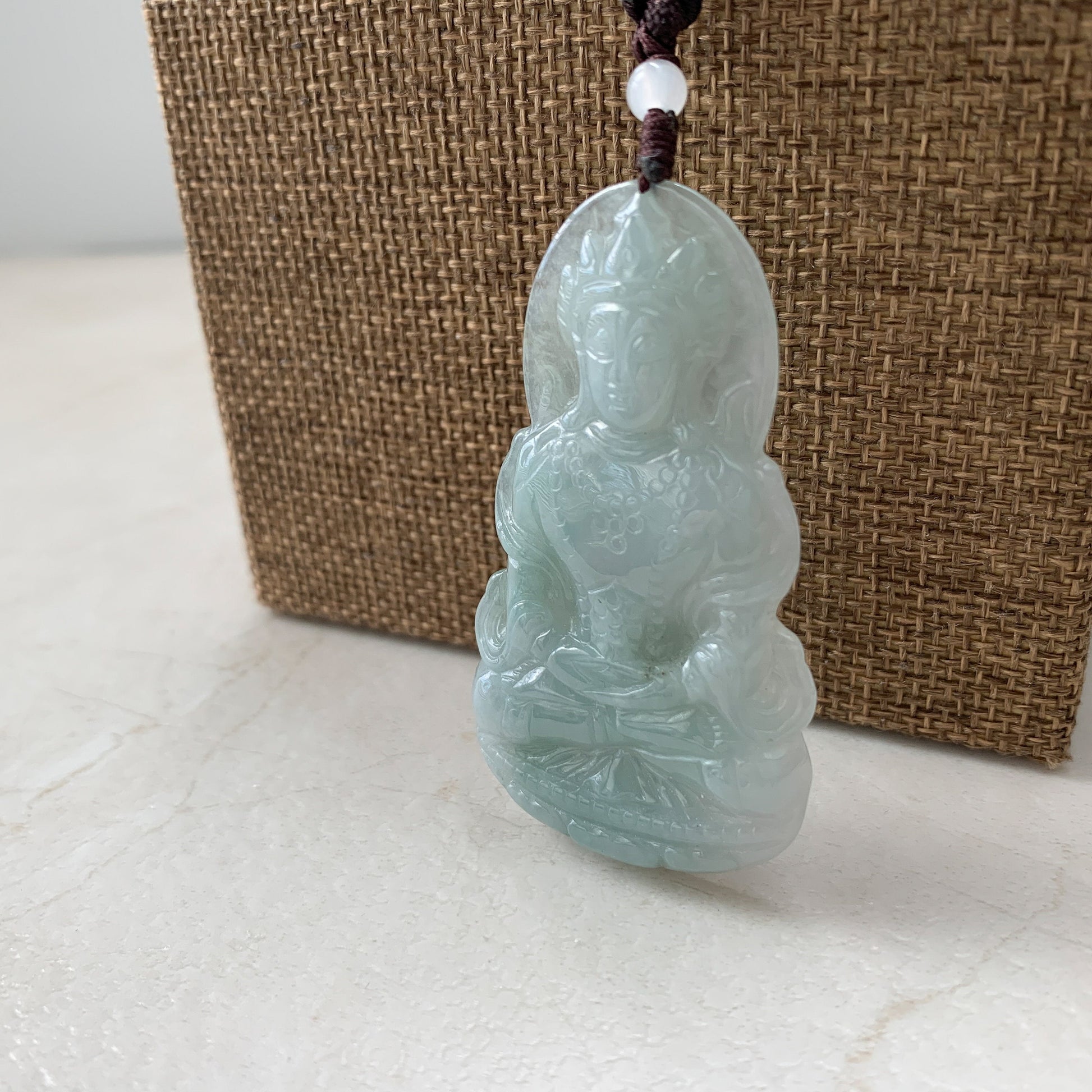 Jadeite Jade Guan Yin Avalokiteshvara Hand Carved Pendant Necklace, YJ-0321-0231980 - AriaDesignCollection