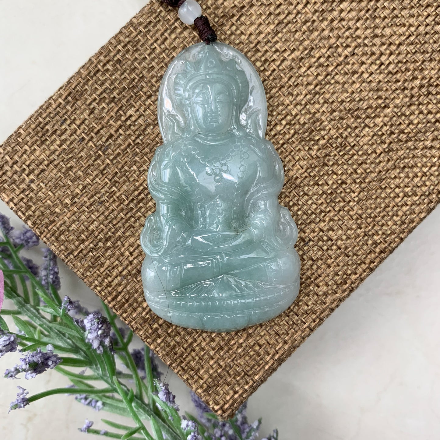 Jadeite Jade Guan Yin Avalokiteshvara Hand Carved Pendant Necklace, YJ-0321-0231980 - AriaDesignCollection