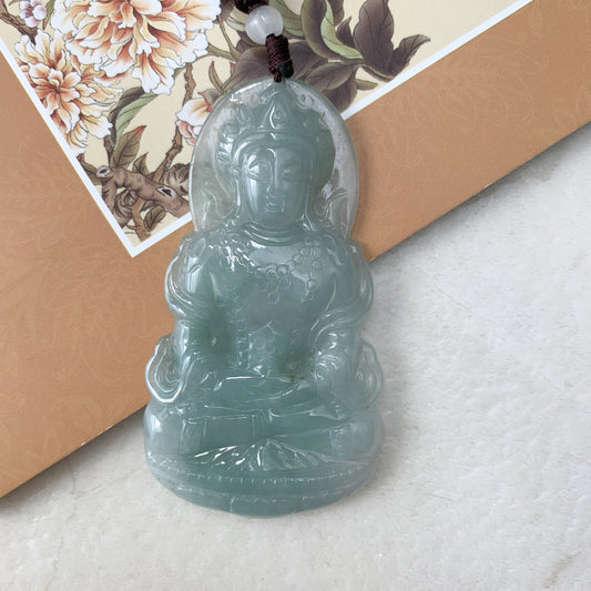 Jadeite Jade Guan Yin Avalokiteshvara Hand Carved Pendant Necklace, YJ-0321-0231980 - AriaDesignCollection