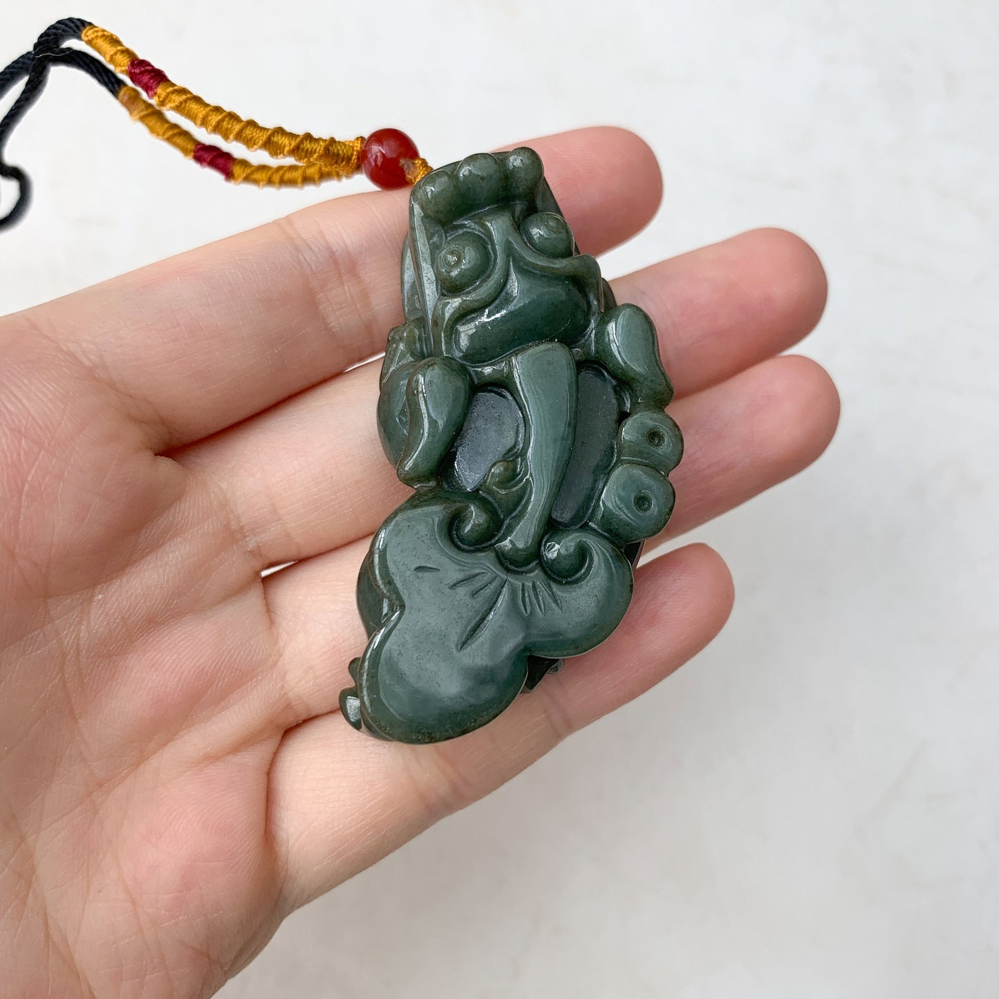 Large Green Jadeite Jade Dragon Pixiu Dragon Chinese Carved Pendant, YJ-0921-0002772 - AriaDesignCollection
