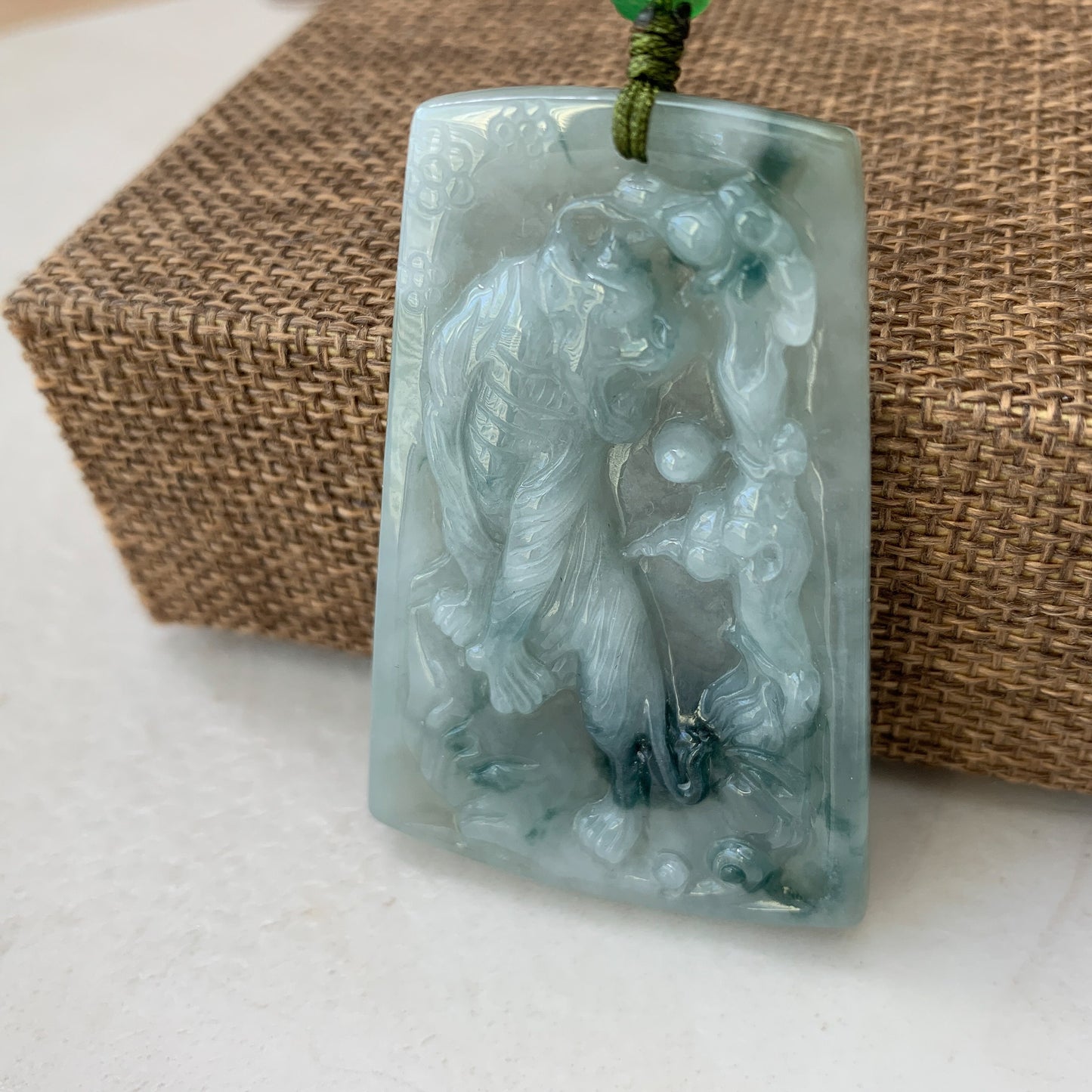 Jadeite Jade Tiger Chinese Zodiac Carved Pendant Necklace, YJ-0321-0324816 - AriaDesignCollection