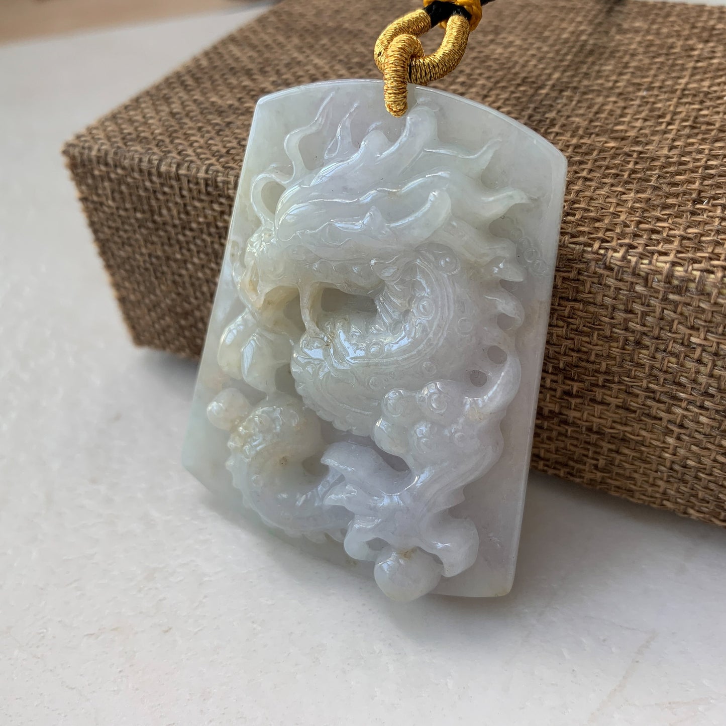 Jadeite Jade Dragon Chinese Zodiac Hand Carved Pendant Necklace, YJ-0321-0449825 - AriaDesignCollection