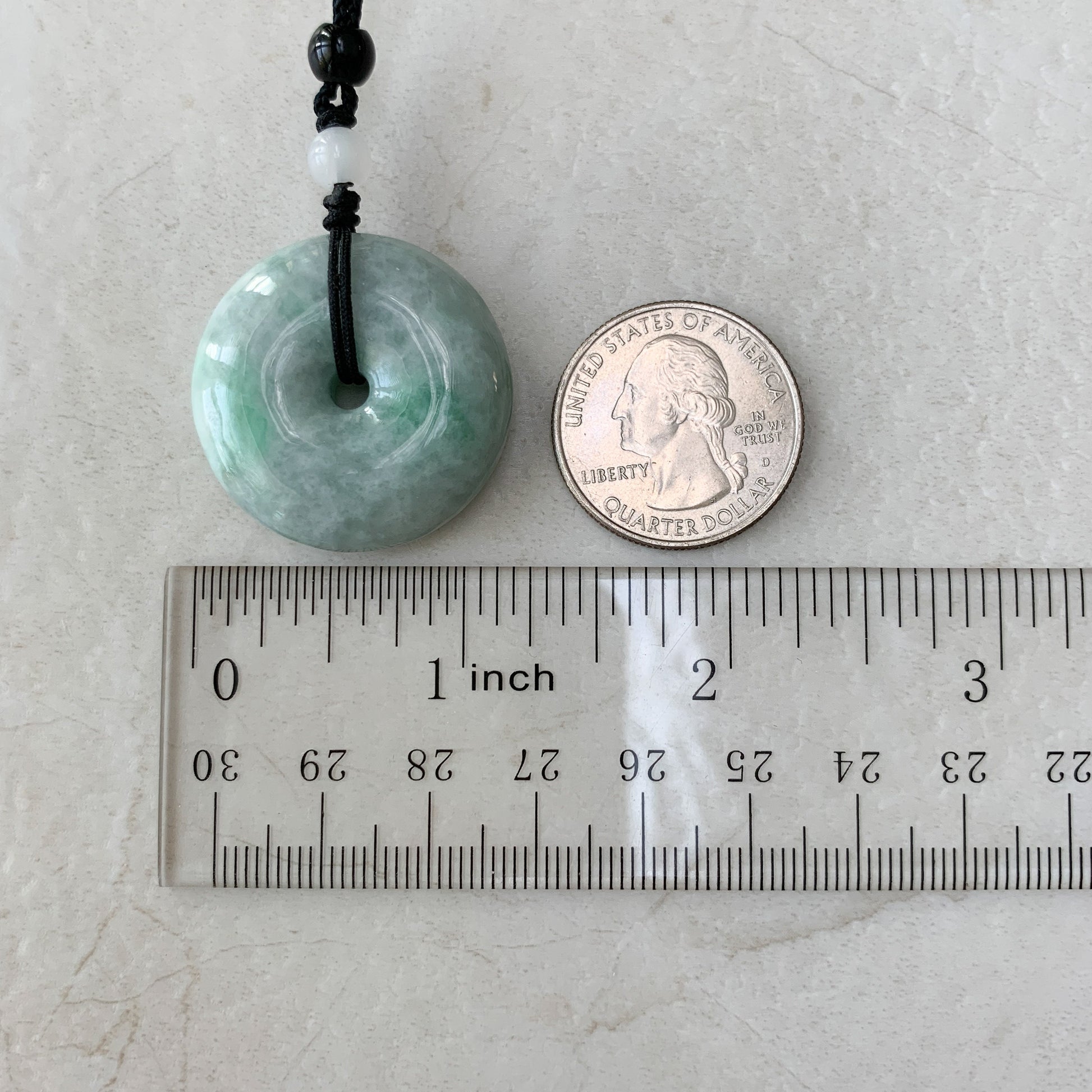 Jadeite Jade Peace Pendant Circle Donut Minimalist Carved Necklace, MD-0921-0131210 - AriaDesignCollection