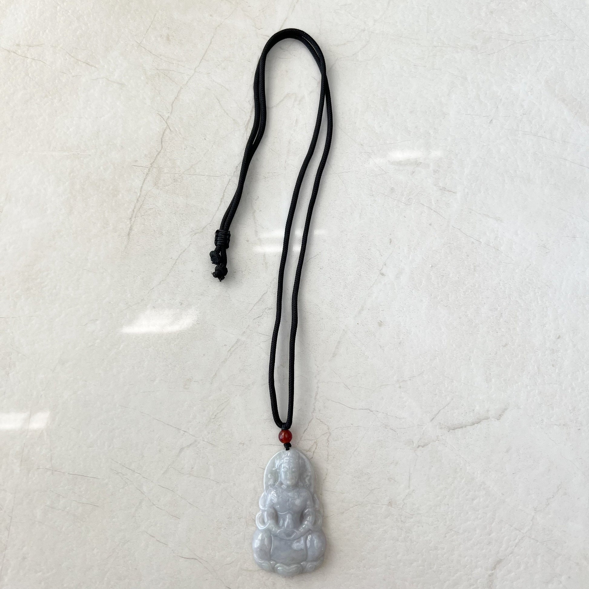 Jadeite Jade Guan Yin Avalokiteshvara, Light Purple Gray, Carved Pendant Necklace, YJ-0921-0170714 - AriaDesignCollection