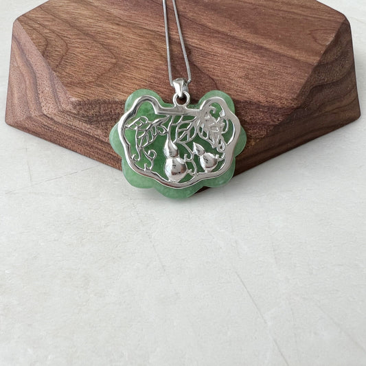 Aventurine Floral Pendant Sterling Silver Necklace, YW-0110-1646440977 - AriaDesignCollection