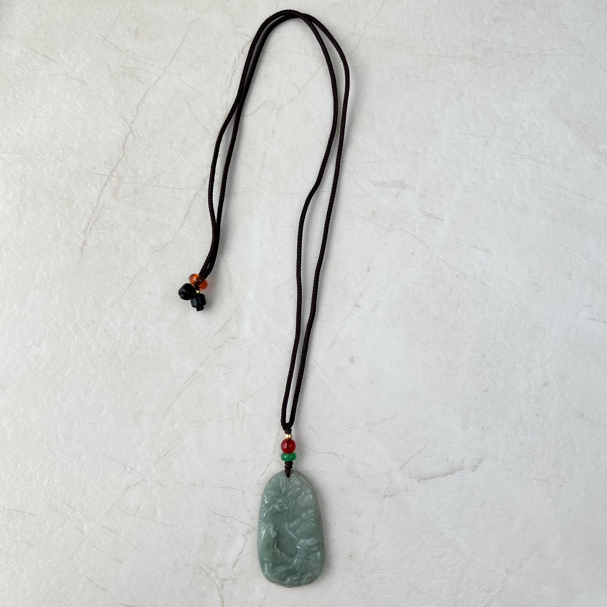 Jadeite Jade Landscape Mountain Forest River Scenery Hand Carved Pendant Necklace, YJ-0921-0166023 - AriaDesignCollection