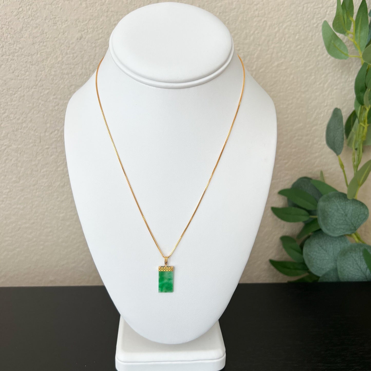 Small Green Jade Column Pendant, Jadeite Jade, 18K Gold Bail, Dainty Pendant Necklace, FSX-0621-1646839089 - AriaDesignCollection