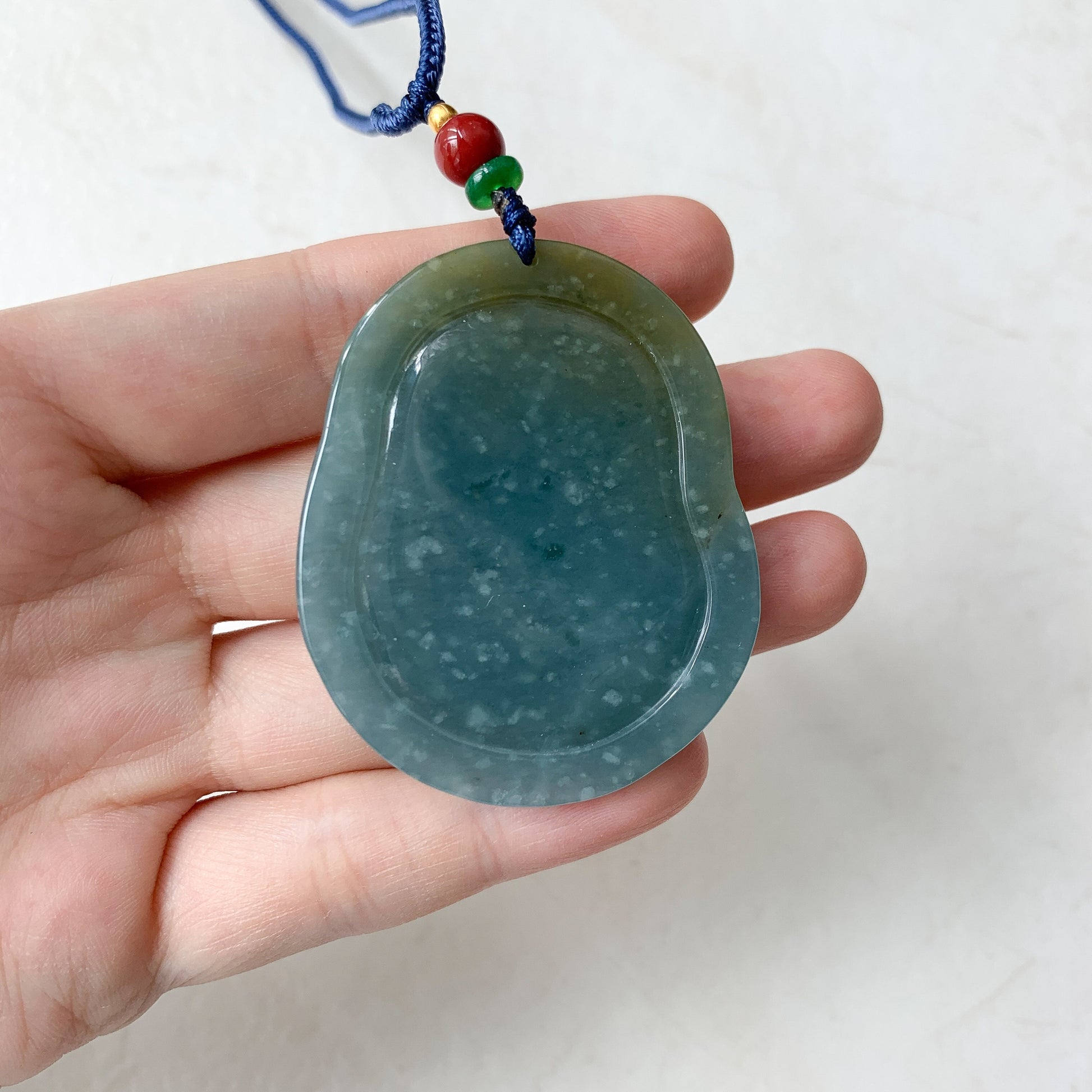 Jadeite Jade Guan Yin Avalokiteshvara & the Noble Elephant, Blue, Green, Yellow, Hand Carved, Pendant Necklace, ZYF-0921-1646060832 - AriaDesignCollection