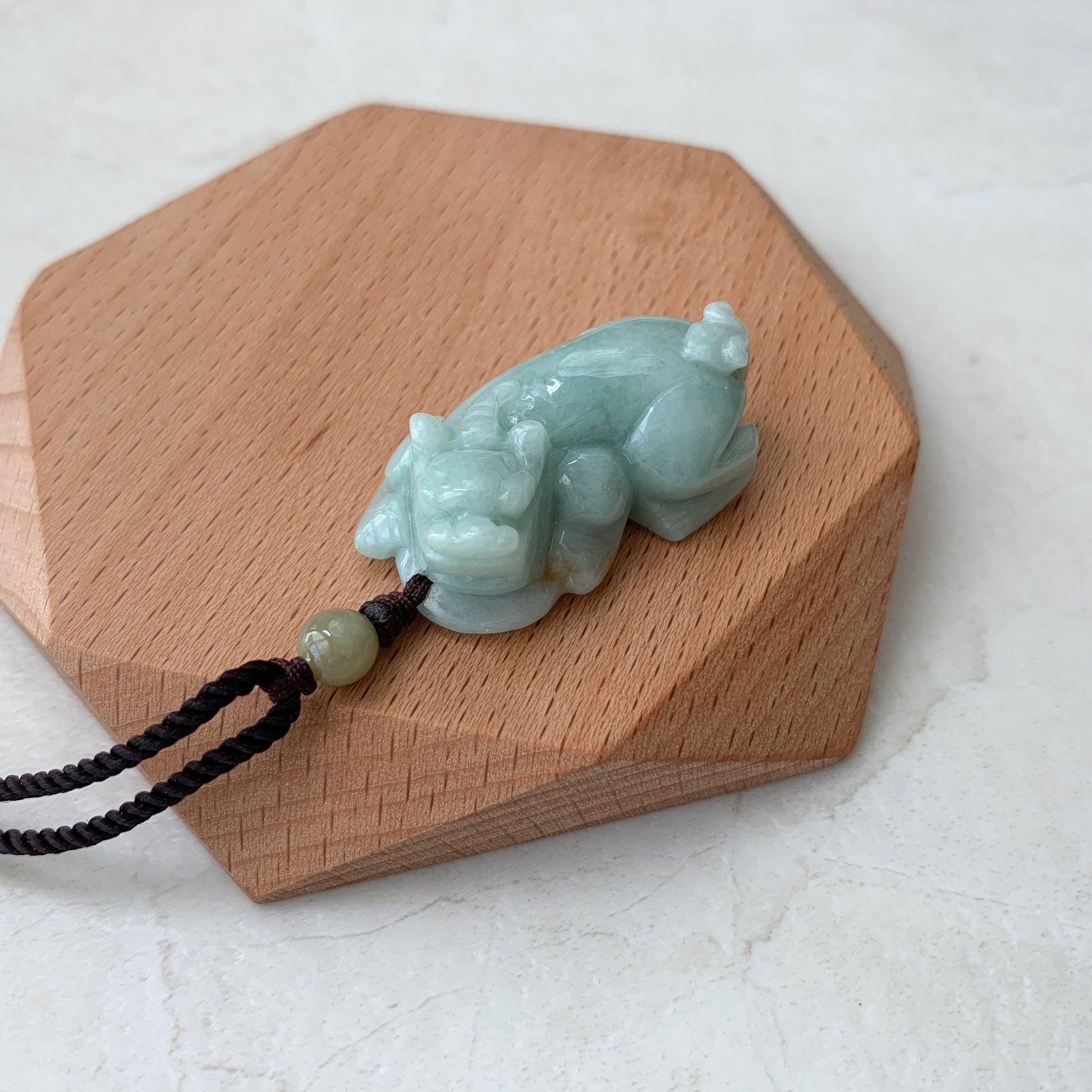 Jadeite Jade Dragon Pixiu Dragon Chinese Carved Pendant, YW-0110-1646030356 - AriaDesignCollection