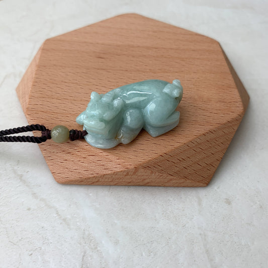 Jadeite Jade Dragon Pixiu Dragon Chinese Carved Pendant, YW-0110-1646030356 - AriaDesignCollection