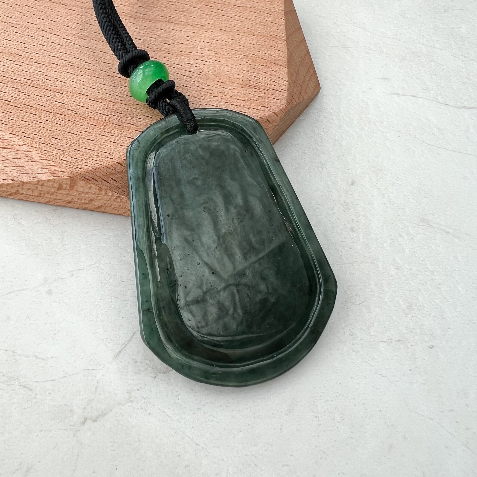 Jadeite Jade Landscape Mountain Forest River Scenery Hand Carved Pendant Necklace, YJ-0921-0173420 - AriaDesignCollection