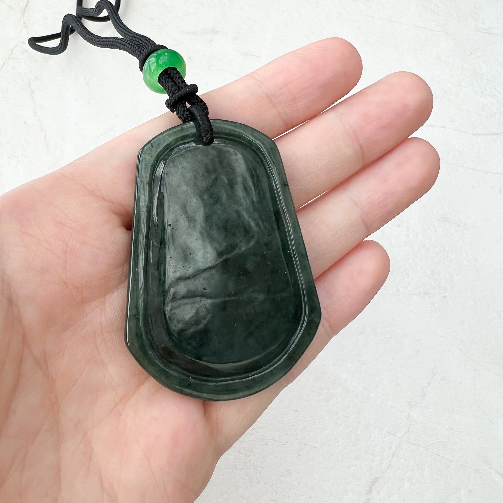 Jadeite Jade Landscape Mountain Forest River Scenery Hand Carved Pendant Necklace, YJ-0921-0173420 - AriaDesignCollection