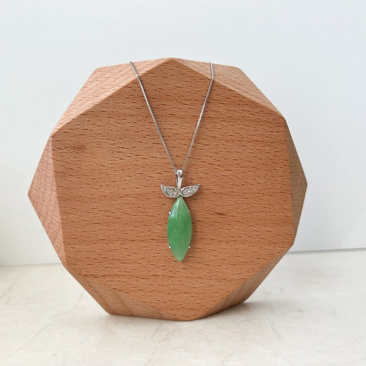 Aventurine Teardrop with Angel Wing Sterling Silver Necklace, YW-0110-1645767044 - AriaDesignCollection