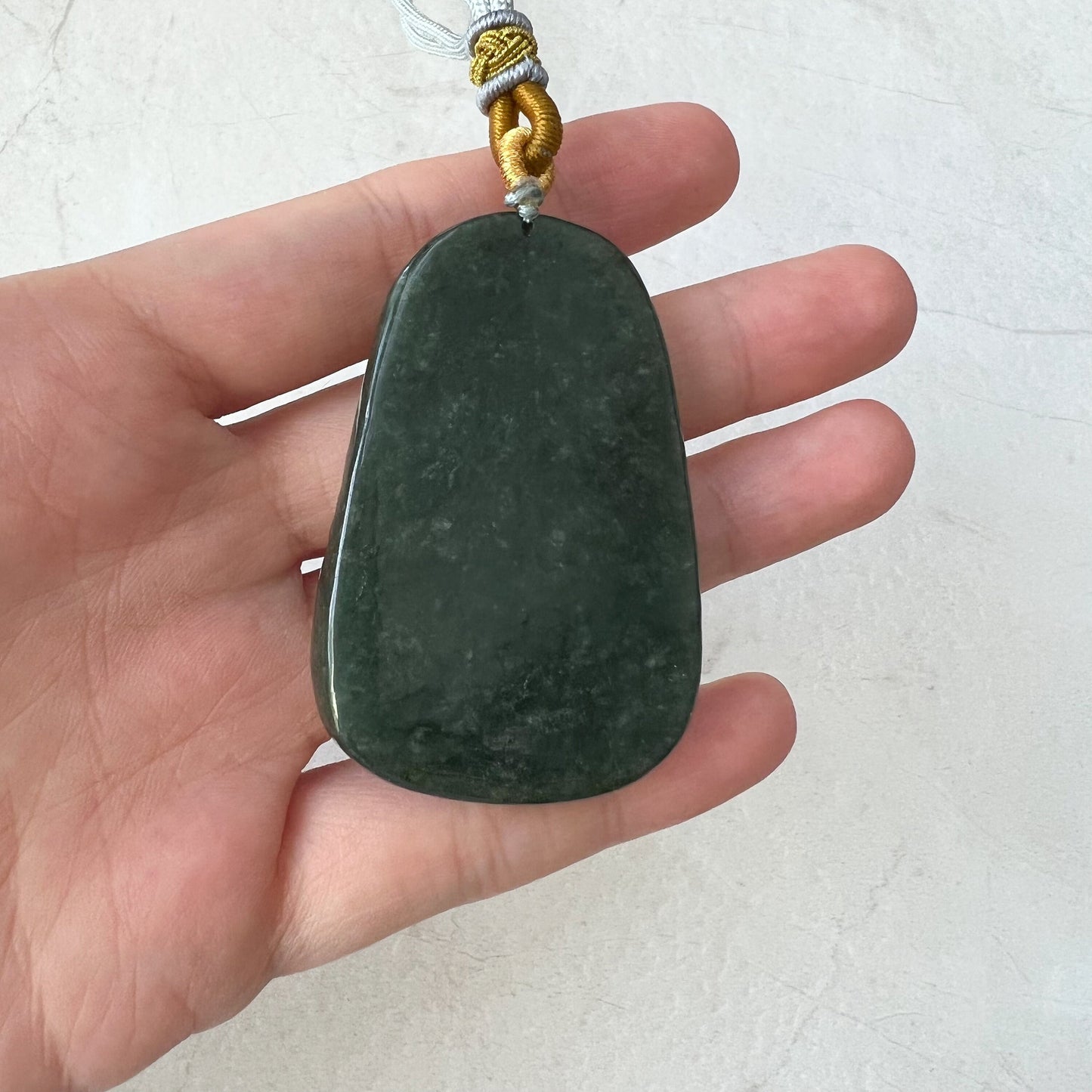 Jadeite Jade Landscape Mountain Forest River Scenery Tree Hand Carved Pendant Necklace, YJ-0921-0084977 - AriaDesignCollection