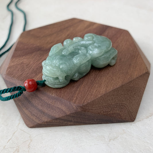 Jadeite Jade Dragon Pixiu Dragon Chinese Carved Pendant, YJ-0921-0132758 - AriaDesignCollection