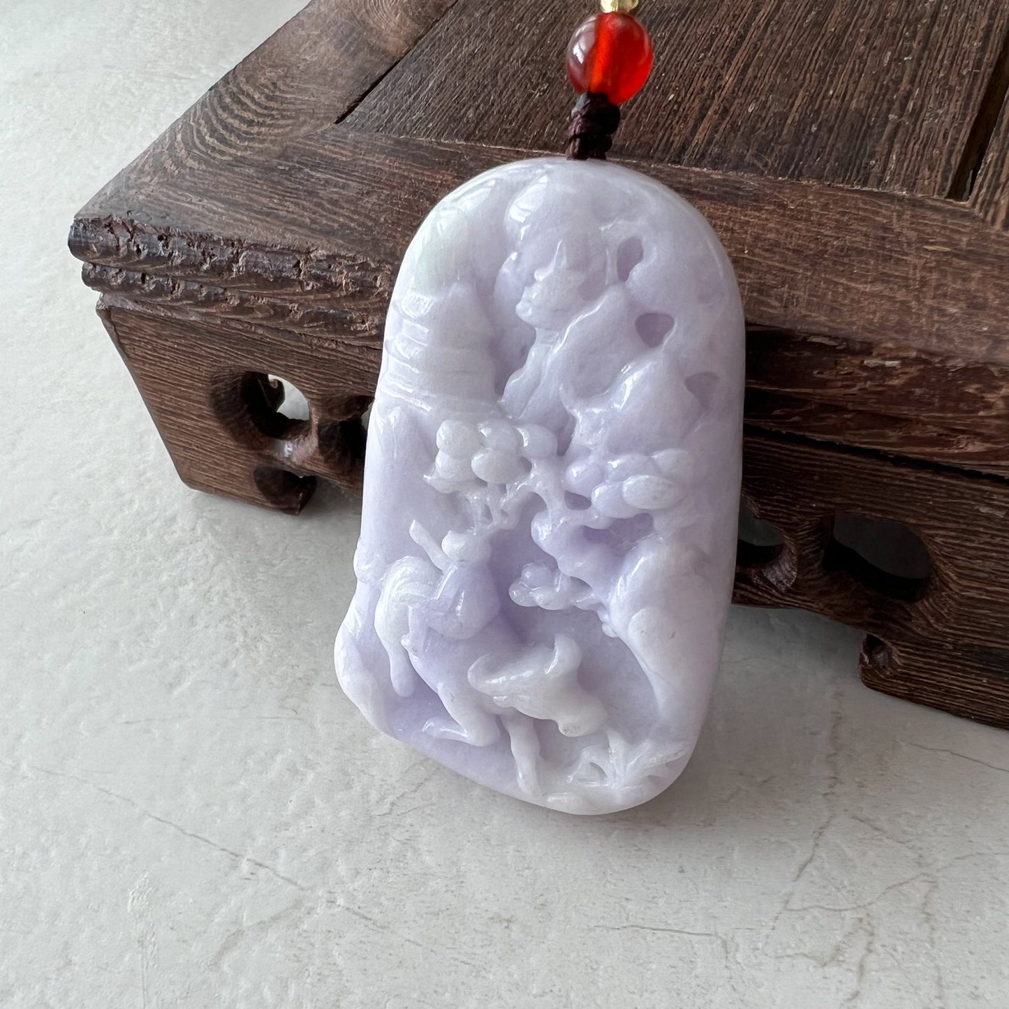 Purple Jade Ox, Jadeite Jade, Bull Cow Chinese Zodiac Hand Carved Pendant Necklace, YJ-0321-0322414 - AriaDesignCollection