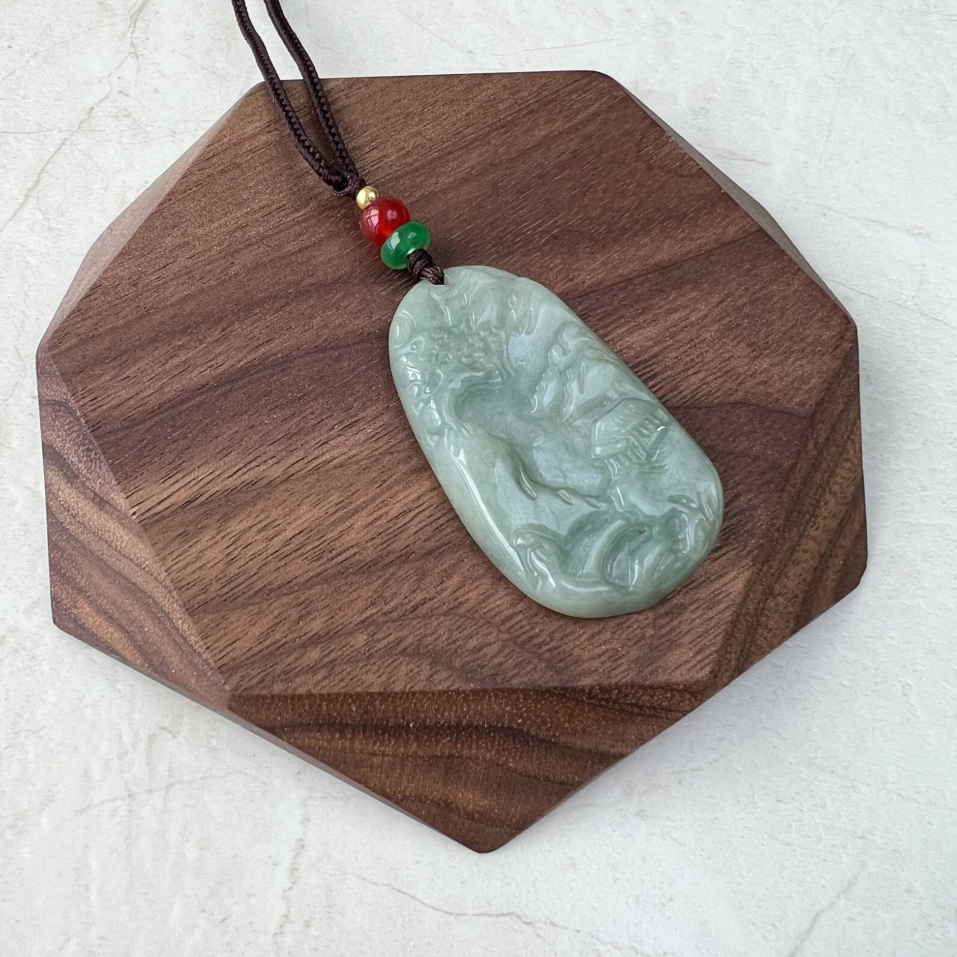Jadeite Jade Landscape Mountain Forest River Scenery Hand Carved Pendant Necklace, YJ-0921-0166023 - AriaDesignCollection