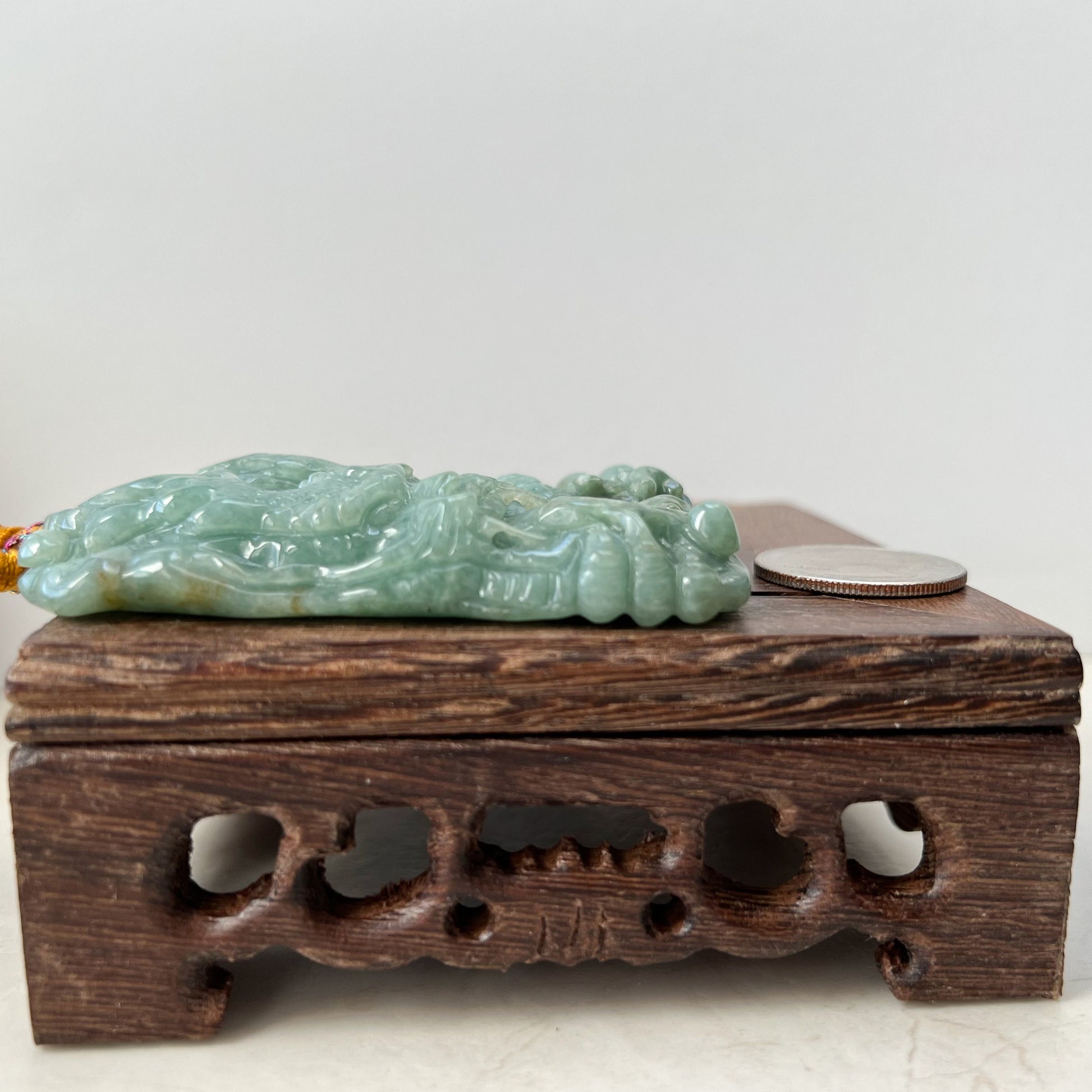 Large Dragon, Jadeite Jade, Green, Chinese Zodiac Hand Carved Pendant Necklace, YJ-0921-0061224 - AriaDesignCollection