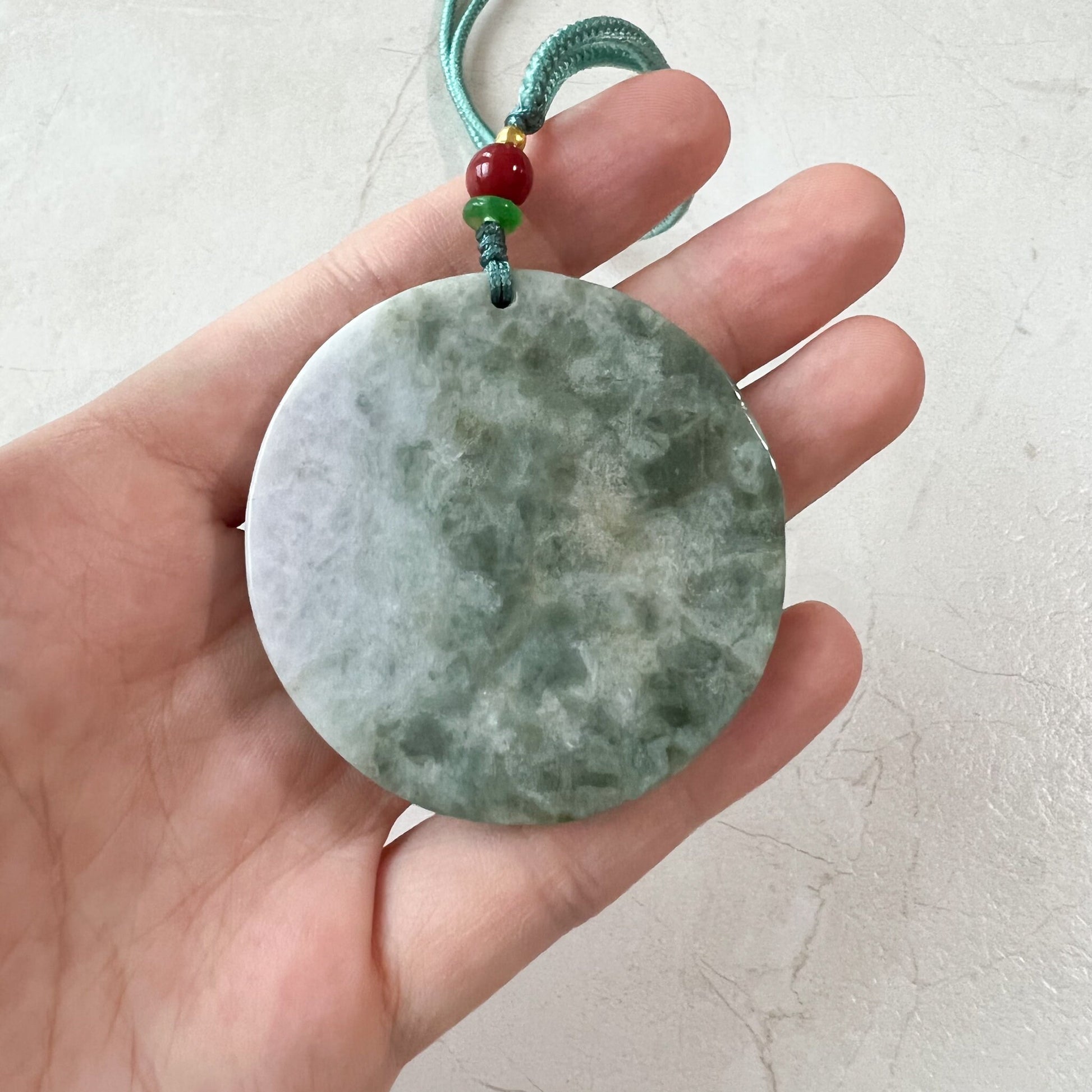 Rustic Large Dragon, Green Jadeite Jade, Zodiac Hand Carved Necklace, YW-0110-1646060271 - AriaDesignCollection