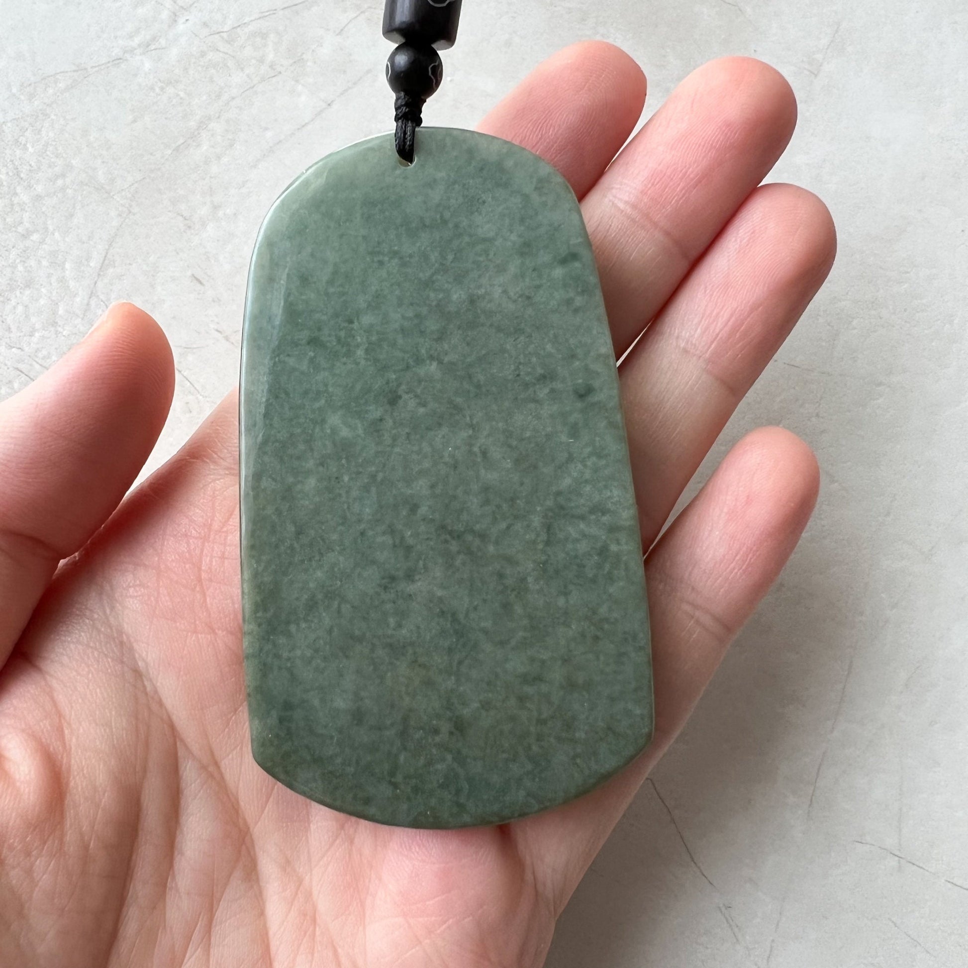 Large Green Jadeite Jade Guan Yu Guan Gong Carved Pendant Necklace, YJ-0621-0227652 - AriaDesignCollection