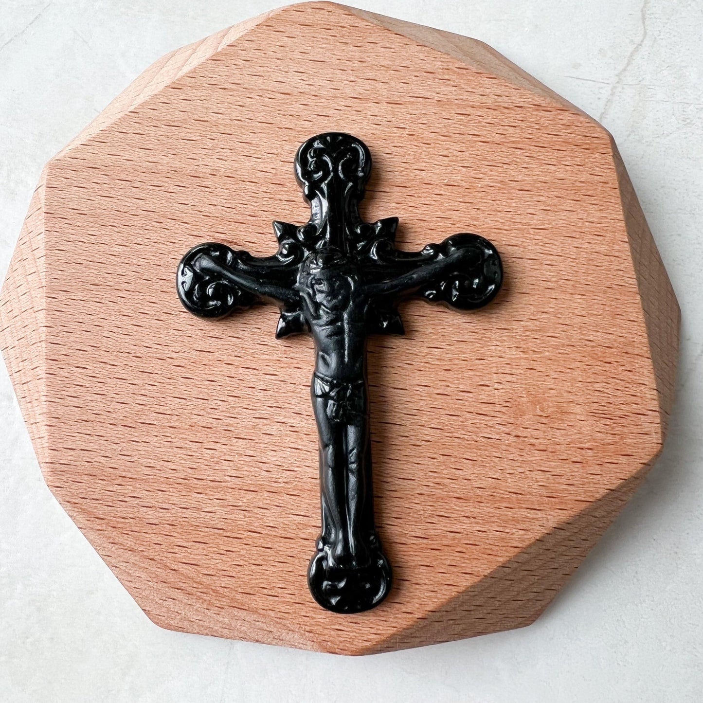 Black Jade Crucifix Cross Jesus, Jadeite Jade, Omphacite, Cross Carved Necklace, LGG-1221-1646866976 - AriaDesignCollection