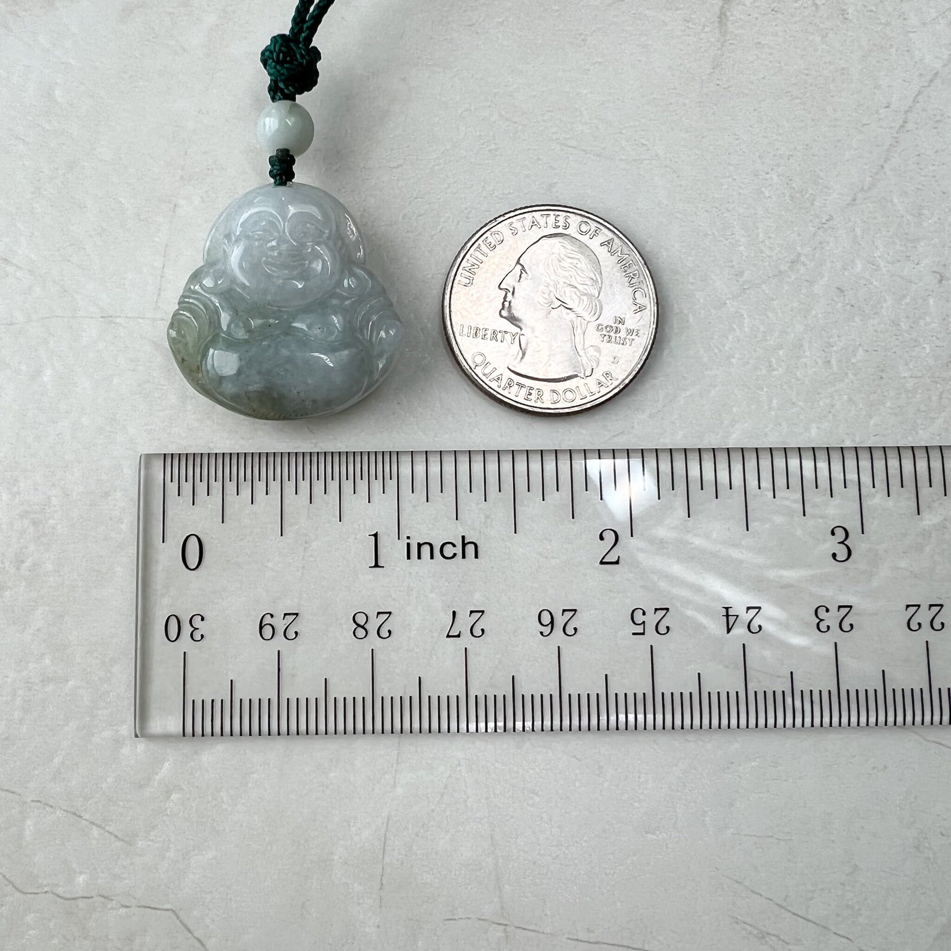 Double Faced Jadeite Jade Happy Laughing Buddha Hand Carved Pendant, YW-0110-1646463324 - AriaDesignCollection