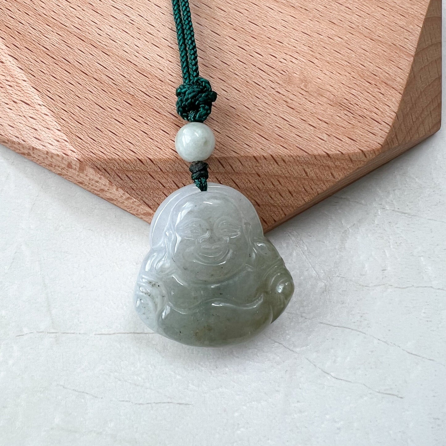 Double Faced Jadeite Jade Happy Laughing Buddha Hand Carved Pendant, YW-0110-1646463324 - AriaDesignCollection