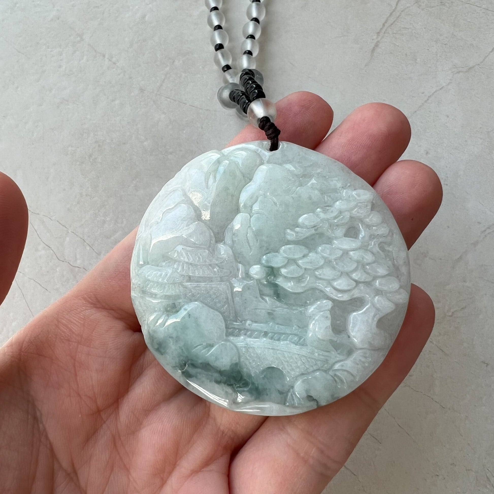Natural Grade A Myanmar Jadeite Hand Carved Dragon Pendant With Natural Grade A Myanmar Jadeite Hand Carved Dragon Pendant With
