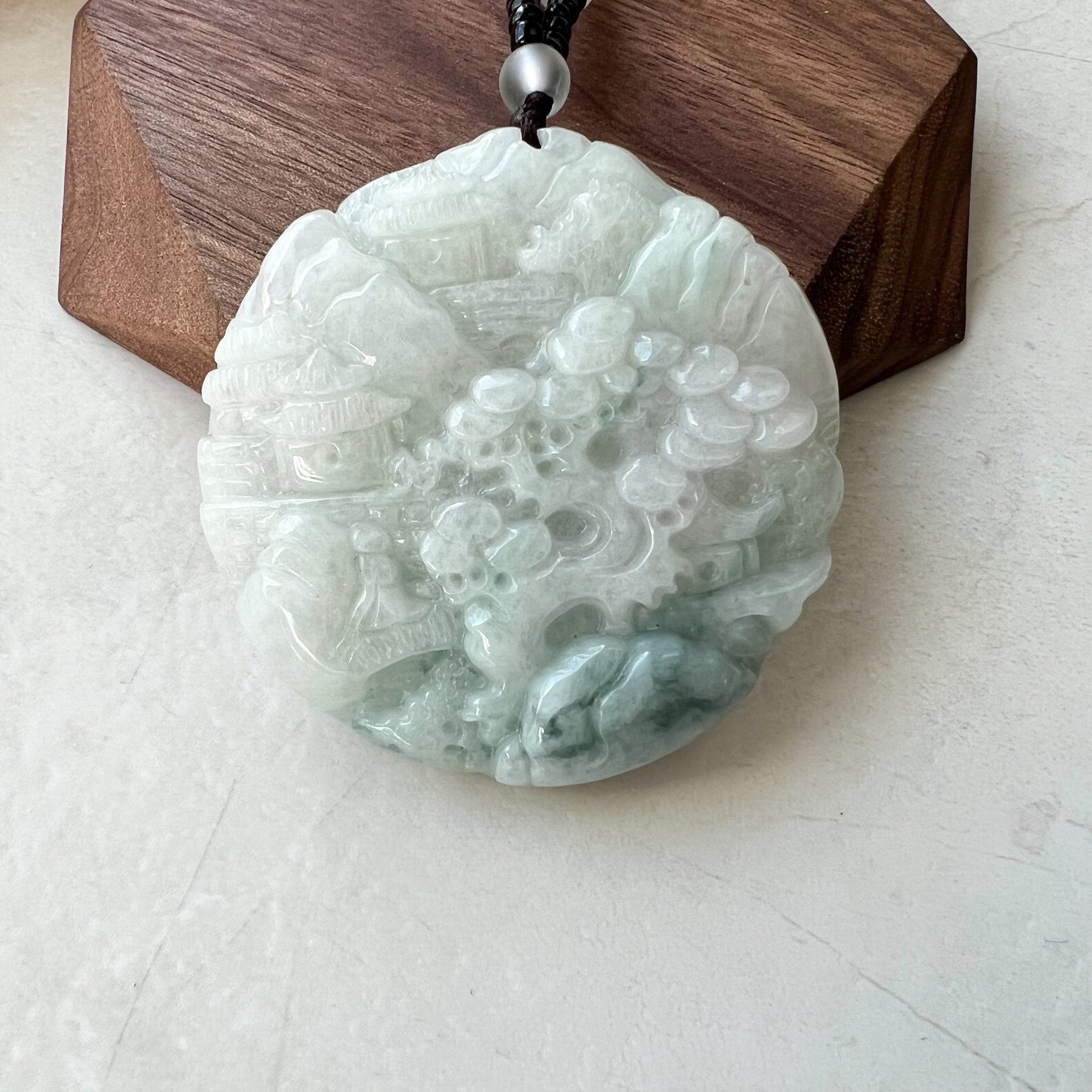 Cascade -- Carved Jade hot and Lemon Quartz Necklace