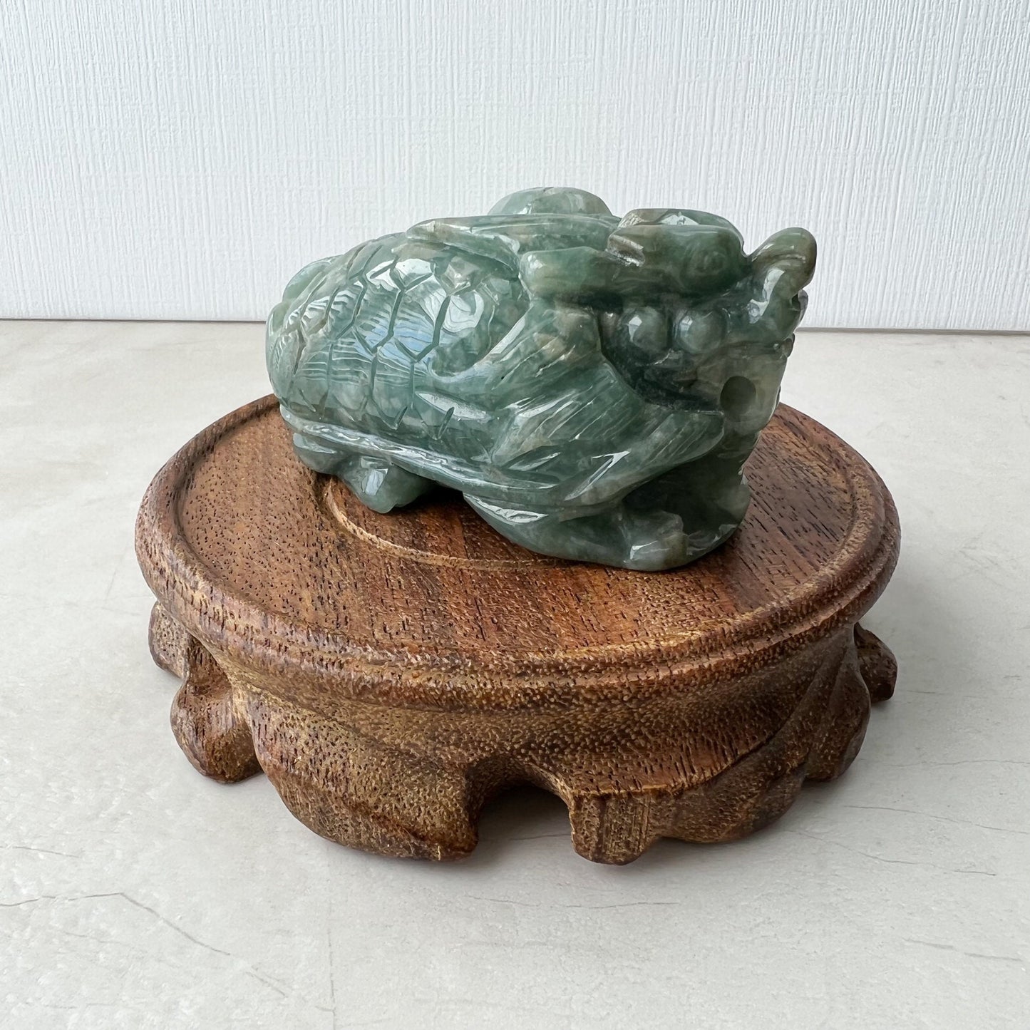 Jadeite Jade Dragon Turtle Chinese Zodiac Hand Carved Feng Shui Ornament, YJ-0921-0061216 - AriaDesignCollection