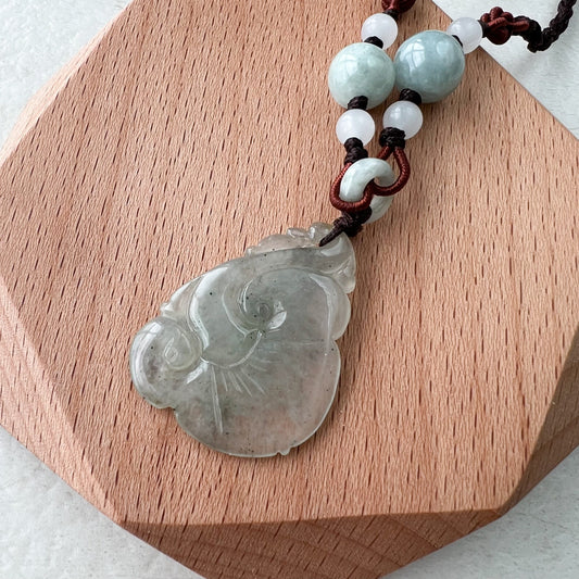 Jade Ruyi, Lucky Pendant, Icy Jadeite Jade Translucent Hand Carved Necklace, YW-0110-1646979591 - AriaDesignCollection