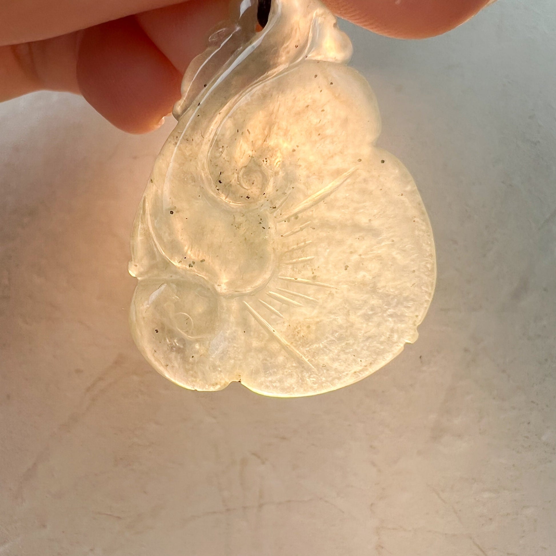 Jade Ruyi, Lucky Pendant, Icy Jadeite Jade Translucent Hand Carved Necklace, YW-0110-1646979591 - AriaDesignCollection