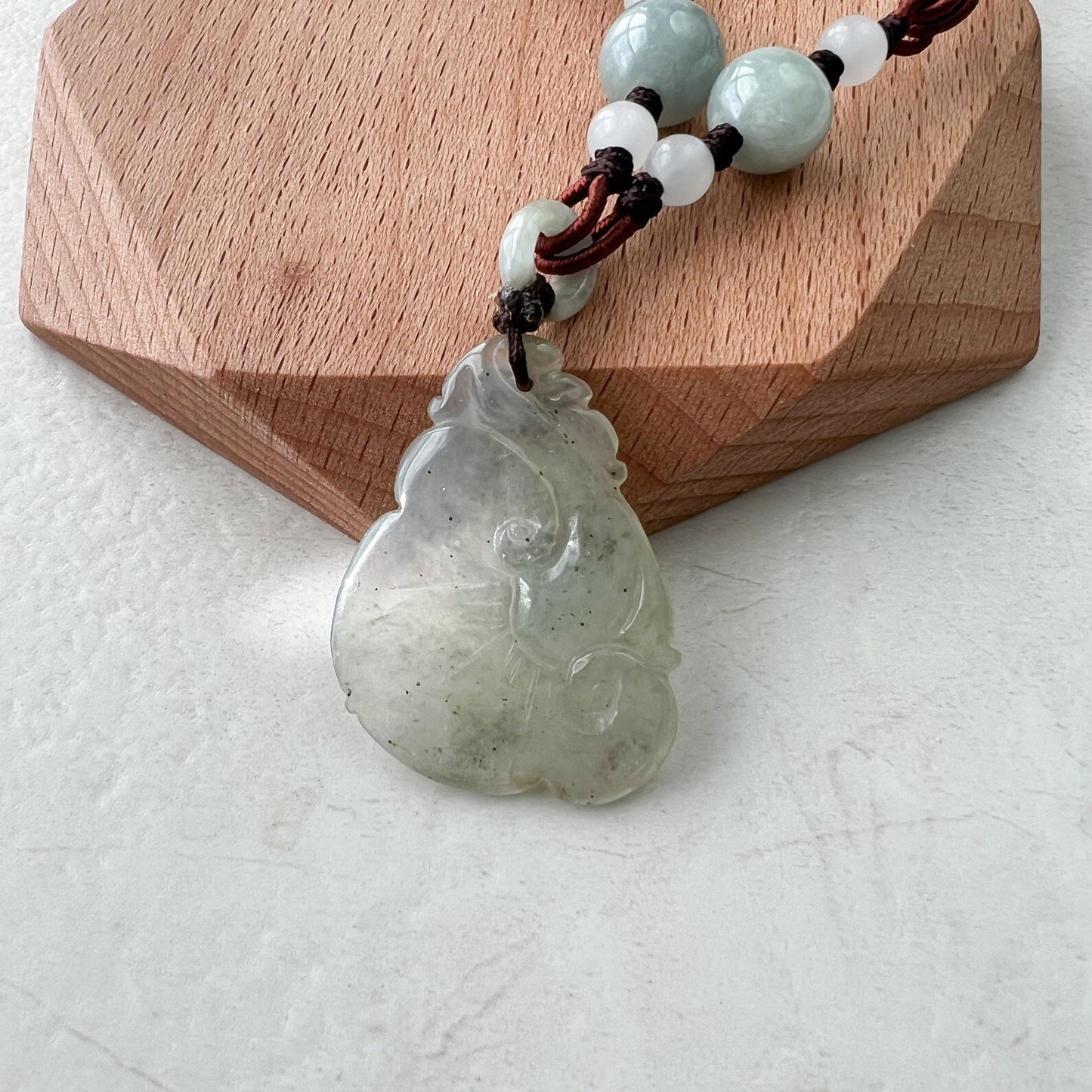 Jade Ruyi, Lucky Pendant, Icy Jadeite Jade Translucent Hand Carved Necklace, YW-0110-1646979591 - AriaDesignCollection