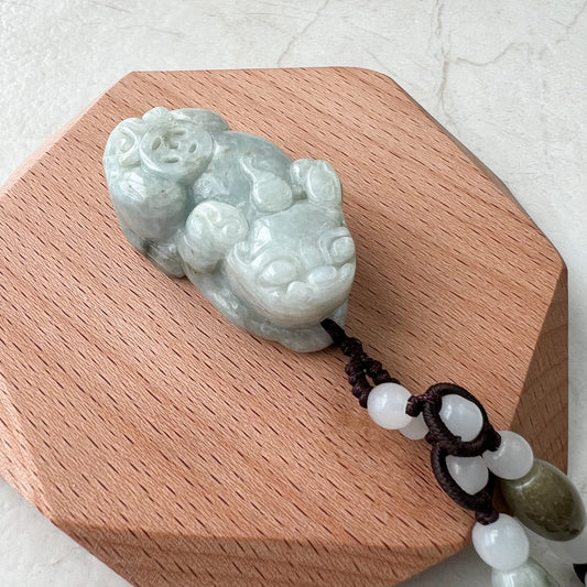 Large Jadeite Jade Dragon Pixiu Dragon Chinese Carved Pendant, YW-0110-1646980562 - AriaDesignCollection