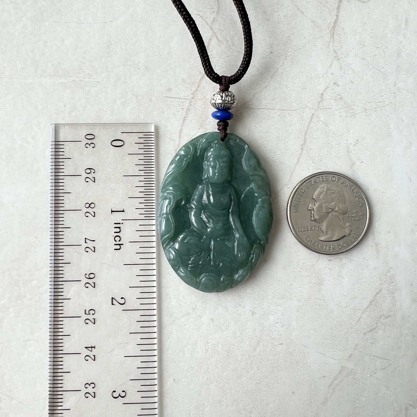 Jadeite Jade Amitabha Buddha Amita Amida Green Carved Pendant Necklace, YJ-1221-0252014 - AriaDesignCollection