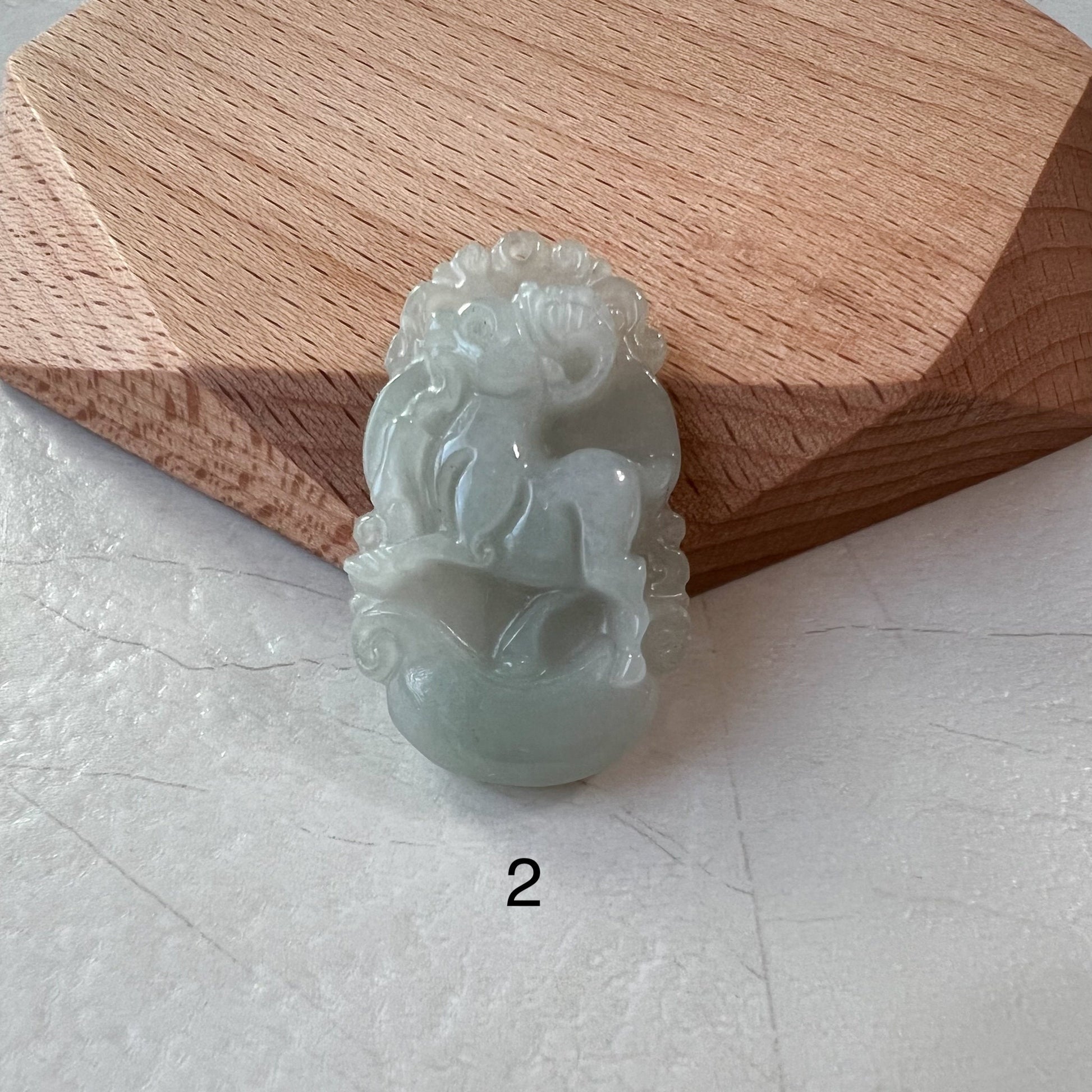 Jadeite Jade Sheep Goat Ram Chinese Zodiac Carved Pendant Necklace, YW-0321-1646926431 - AriaDesignCollection