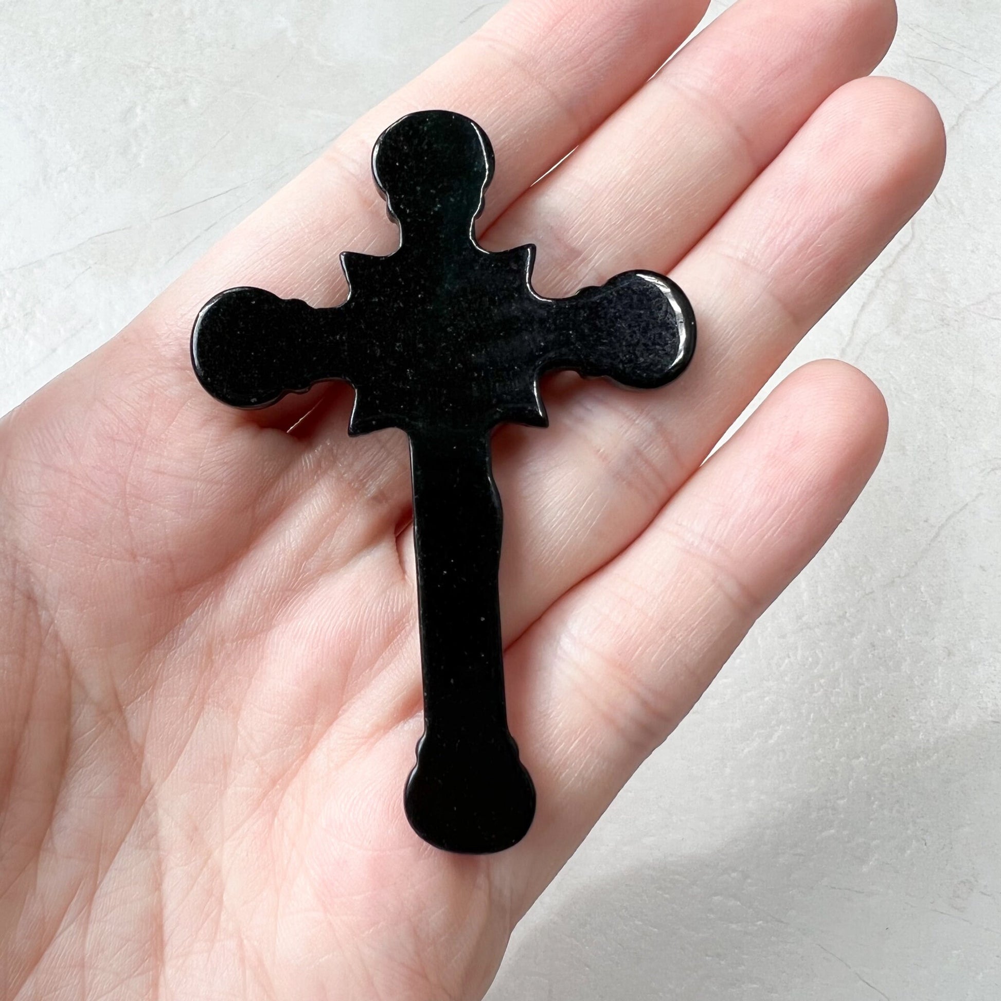 Black Jade Crucifix Cross Jesus, Jadeite Jade, Omphacite, Cross Carved Necklace, LGG-1221-1646866976 - AriaDesignCollection