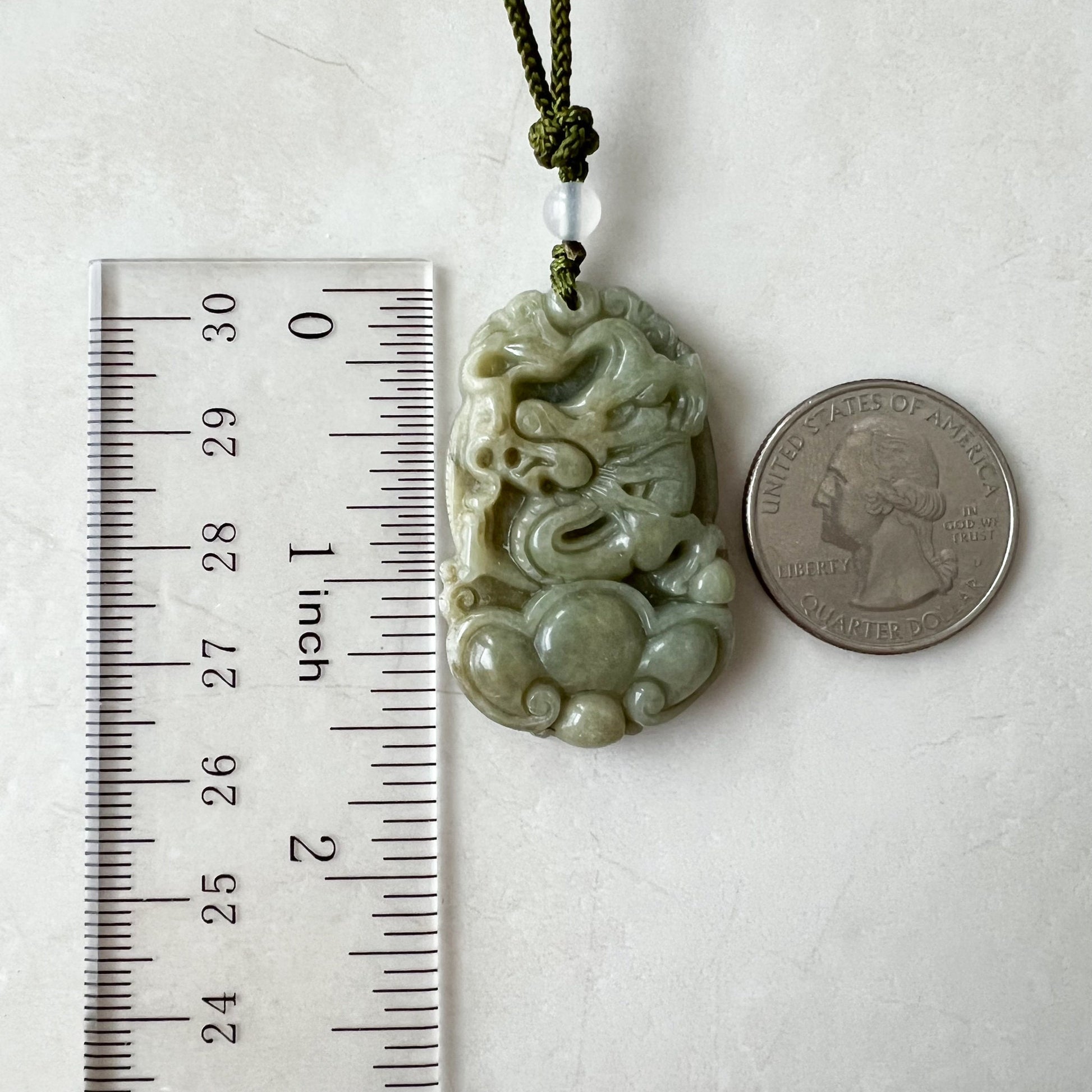 Jadeite Jade Dragon Chinese Zodiac Carved Pendant Necklace, YW-0110-1646605491 - AriaDesignCollection