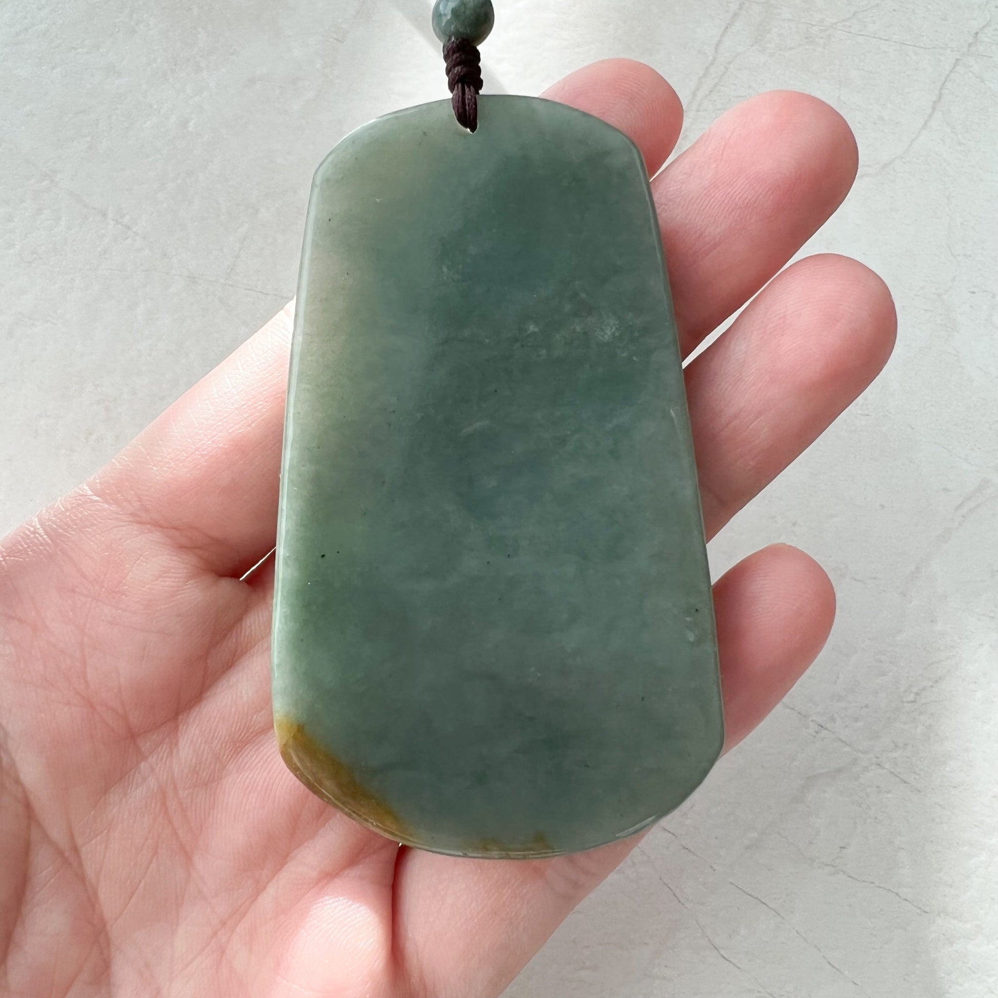 Large Green Jadeite Jade Guan Yu Guan Gong Carved Pendant Necklace, YJ-1221-0228922 - AriaDesignCollection