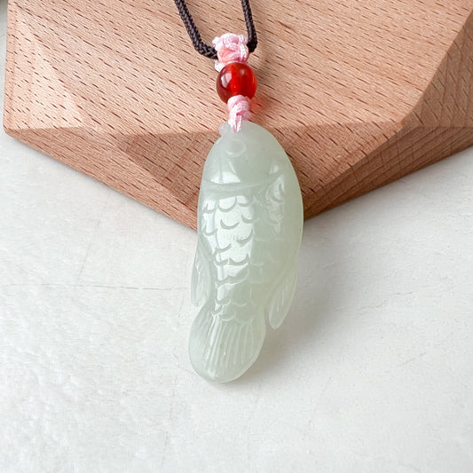 Nephrite Jade Fish Chinese Hand Carved Pendant, XQ-1221-1646855489 - AriaDesignCollection