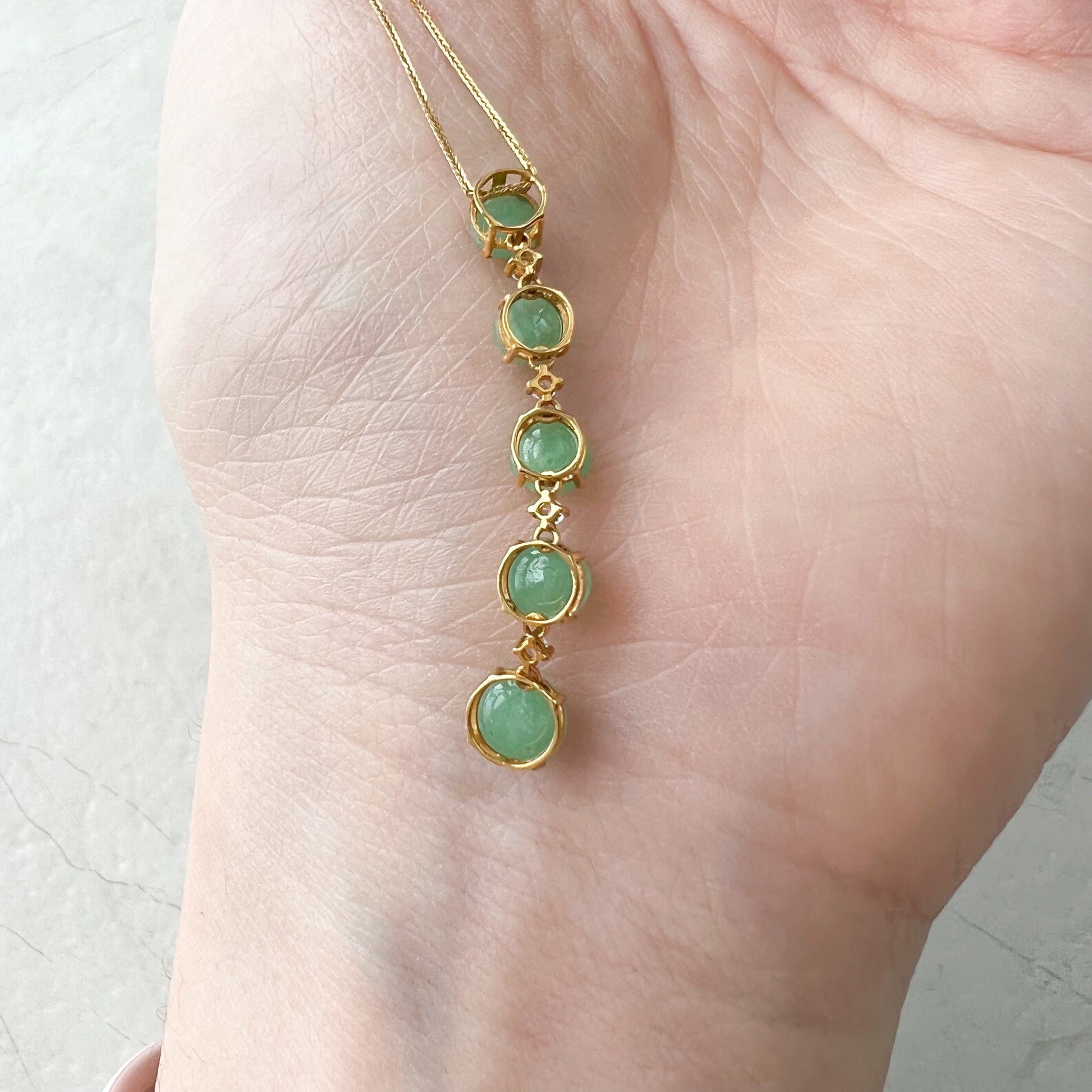 Small Green Jade Column Pendant, Jadeite Jade, Pendant only, 18K Gold Frame, Dainty Pendant Necklace, QY-0921-1646848657 - AriaDesignCollection