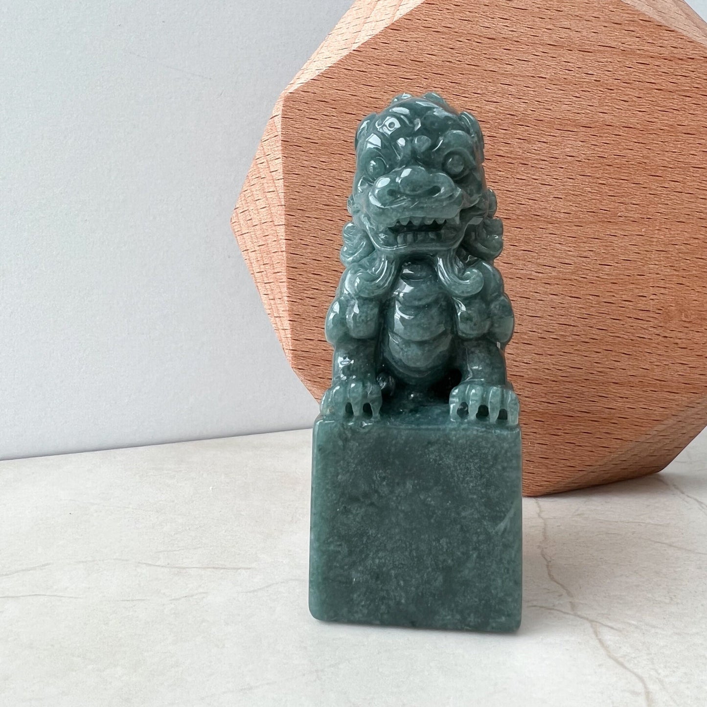 Jadeite Jade Lion, Foo Dog, Chinese Guardian Lion, Chinese Hand Carved Statue, Figurine, Display, Decoration, Green Jade,ZYF-1221-1646801224 - AriaDesignCollection