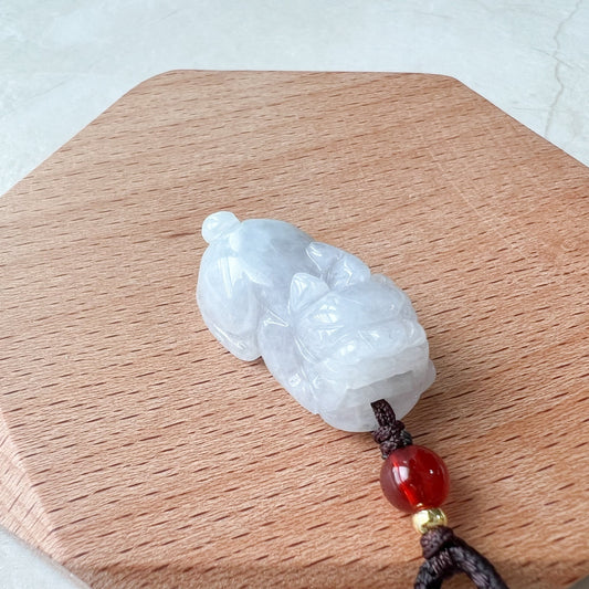 Small Jadeite Jade Light Purple Dragon Pixiu Dragon Chinese Carved Pendant, QY2-1221-1646800804 - AriaDesignCollection