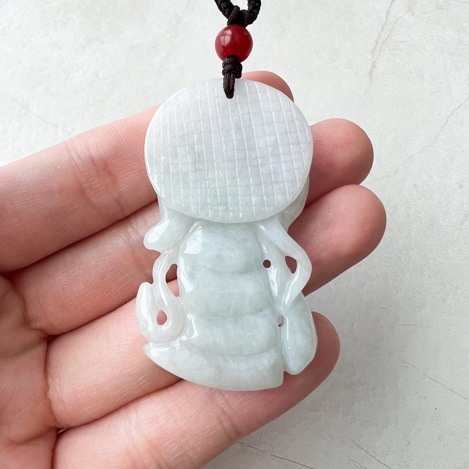 RESERVED FOR J White Jadeite Jade Guan Yu Guan Gong Carved Pendant Necklace, YJ-1221-0233722 - AriaDesignCollection